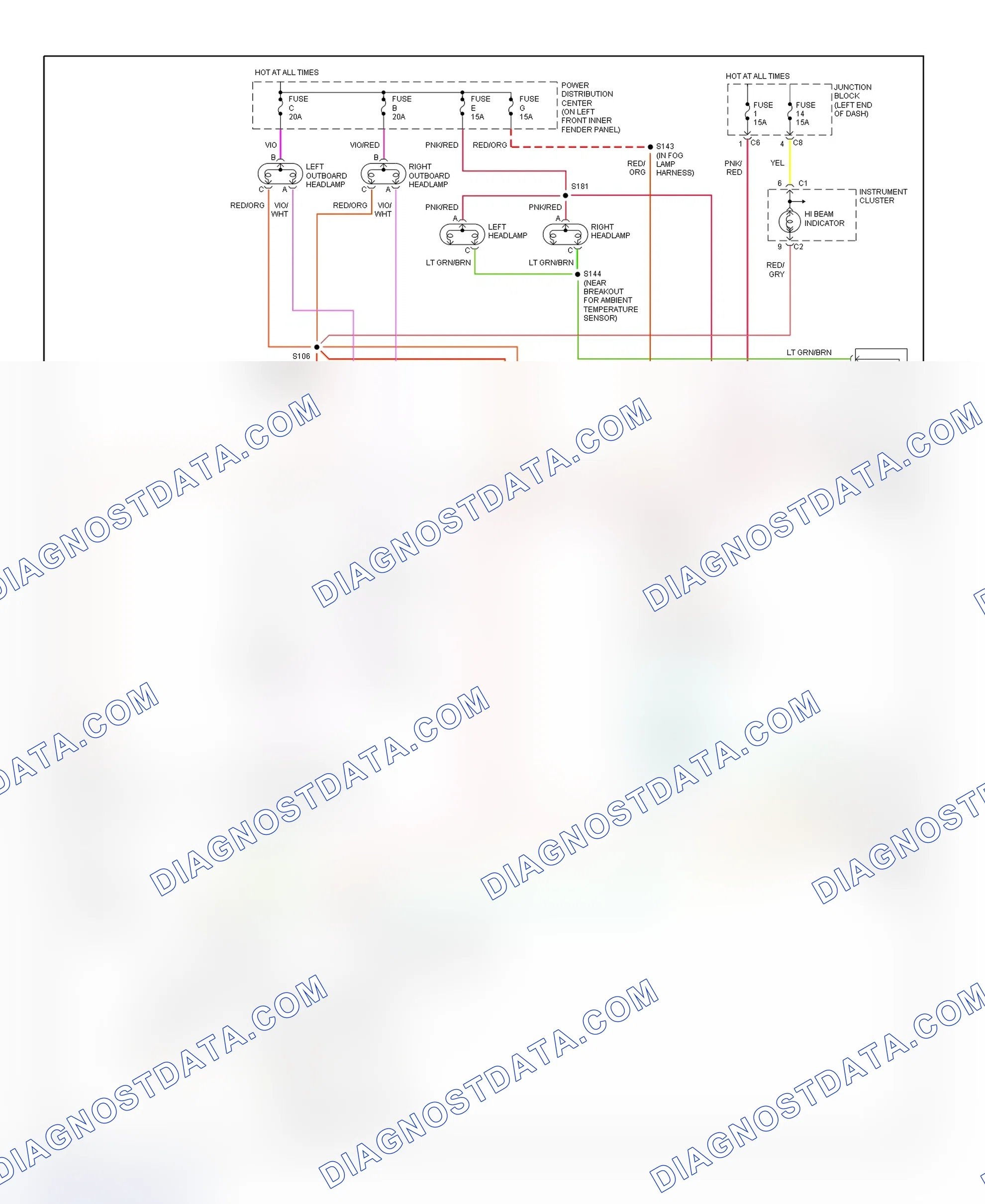 Scheme 9: Headlight System Wiring Diagram (Ram Pickup - With Quad Headlights)