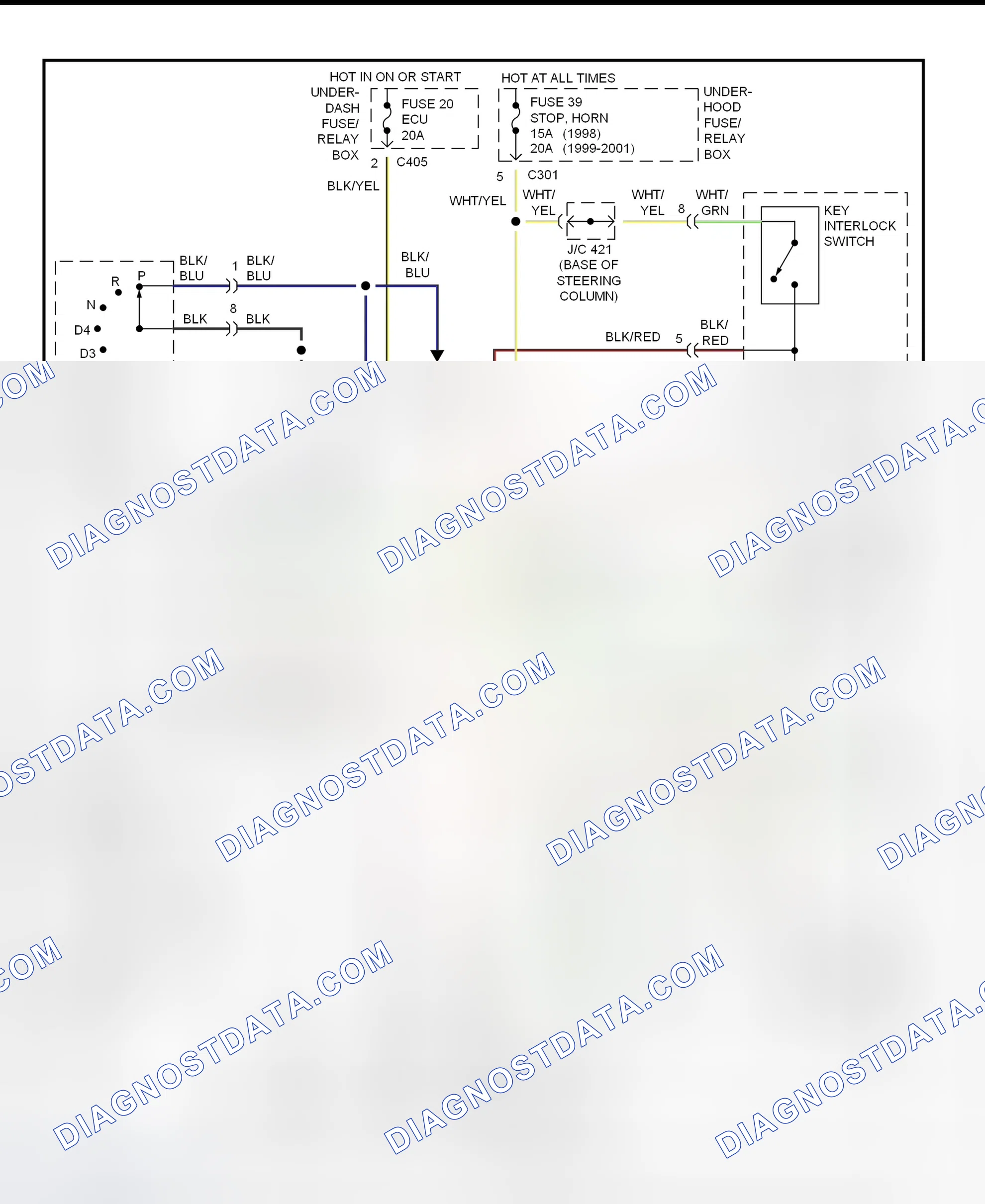 Scheme 65: Shift & Key Interlock System Wiring Diagram (Acura 3.5RL)