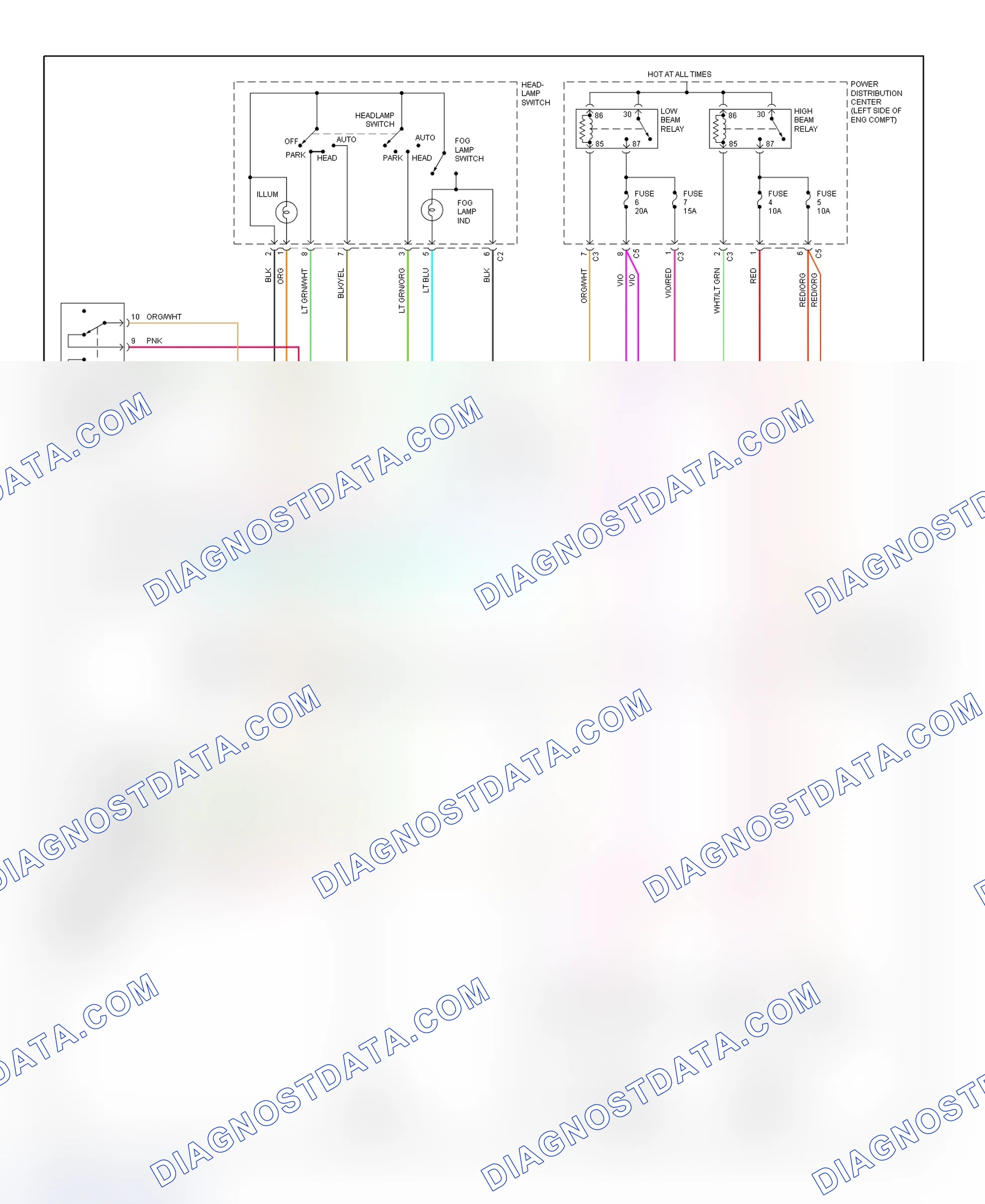 Scheme 12: Headlight System Wiring Diagram (Town & Country)