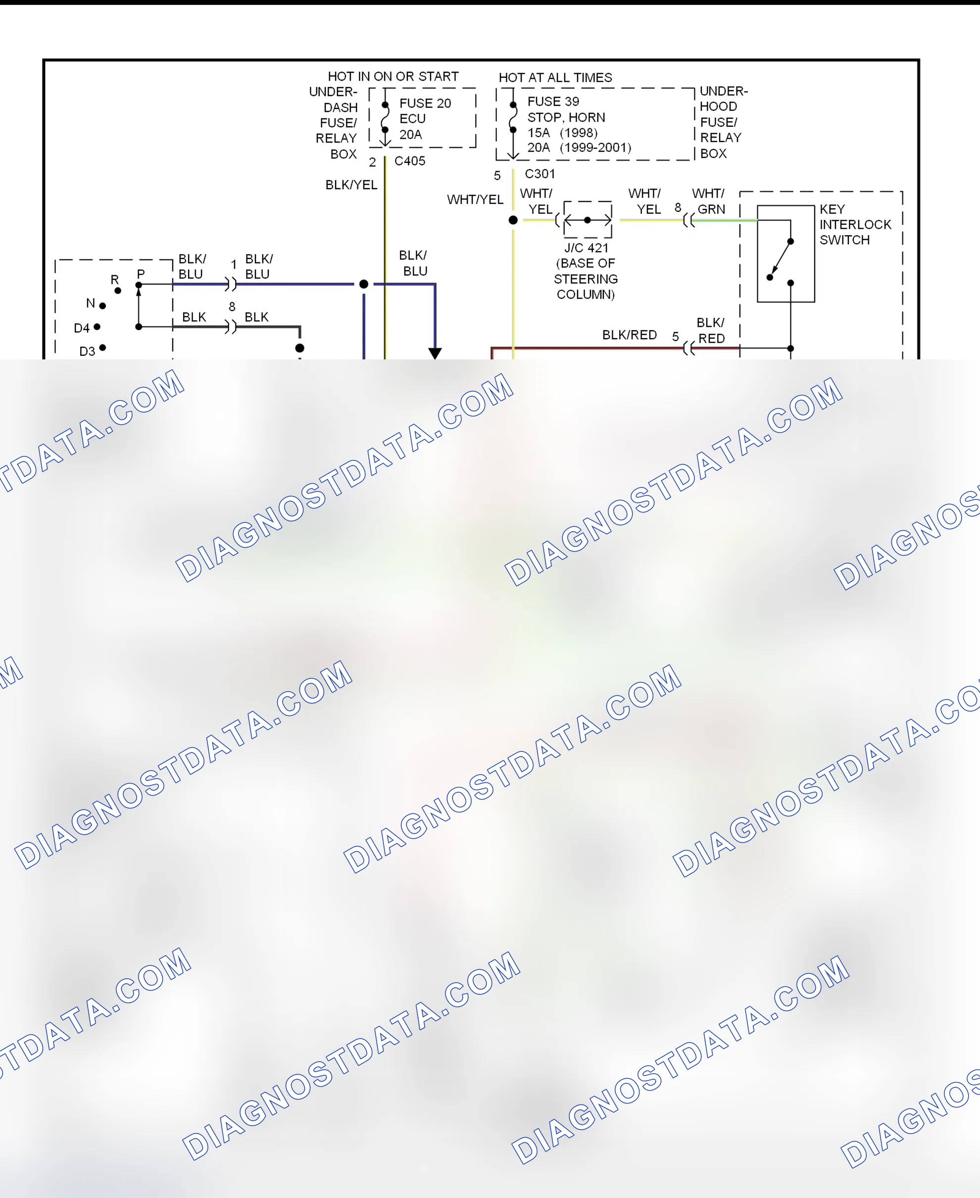 Scheme 42: Shift & Key Interlock System Wiring Schematic (1998 Acura 3.5RL)