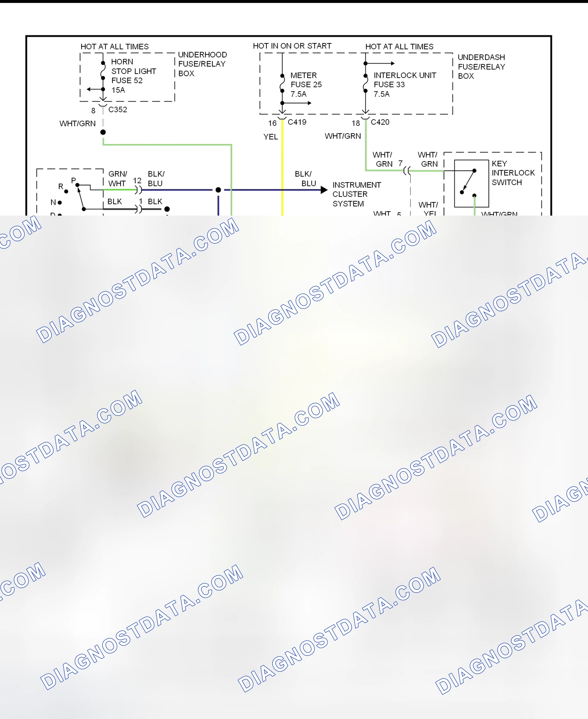 Scheme 67: Shift & Key Interlock System Wiring Schematic (1998 Honda Civic With CVT)