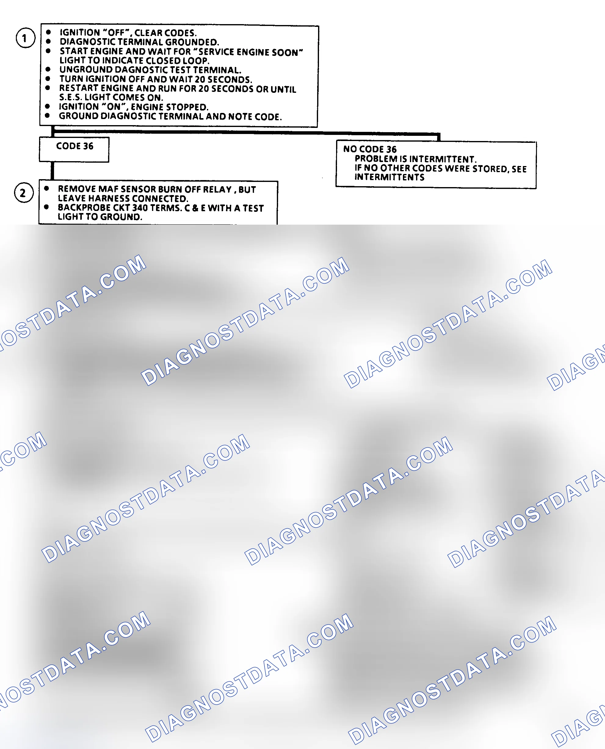Scheme 507: Code 36 Flow Chart, MAF Sensor Burn-Off (5.0/5.7L)