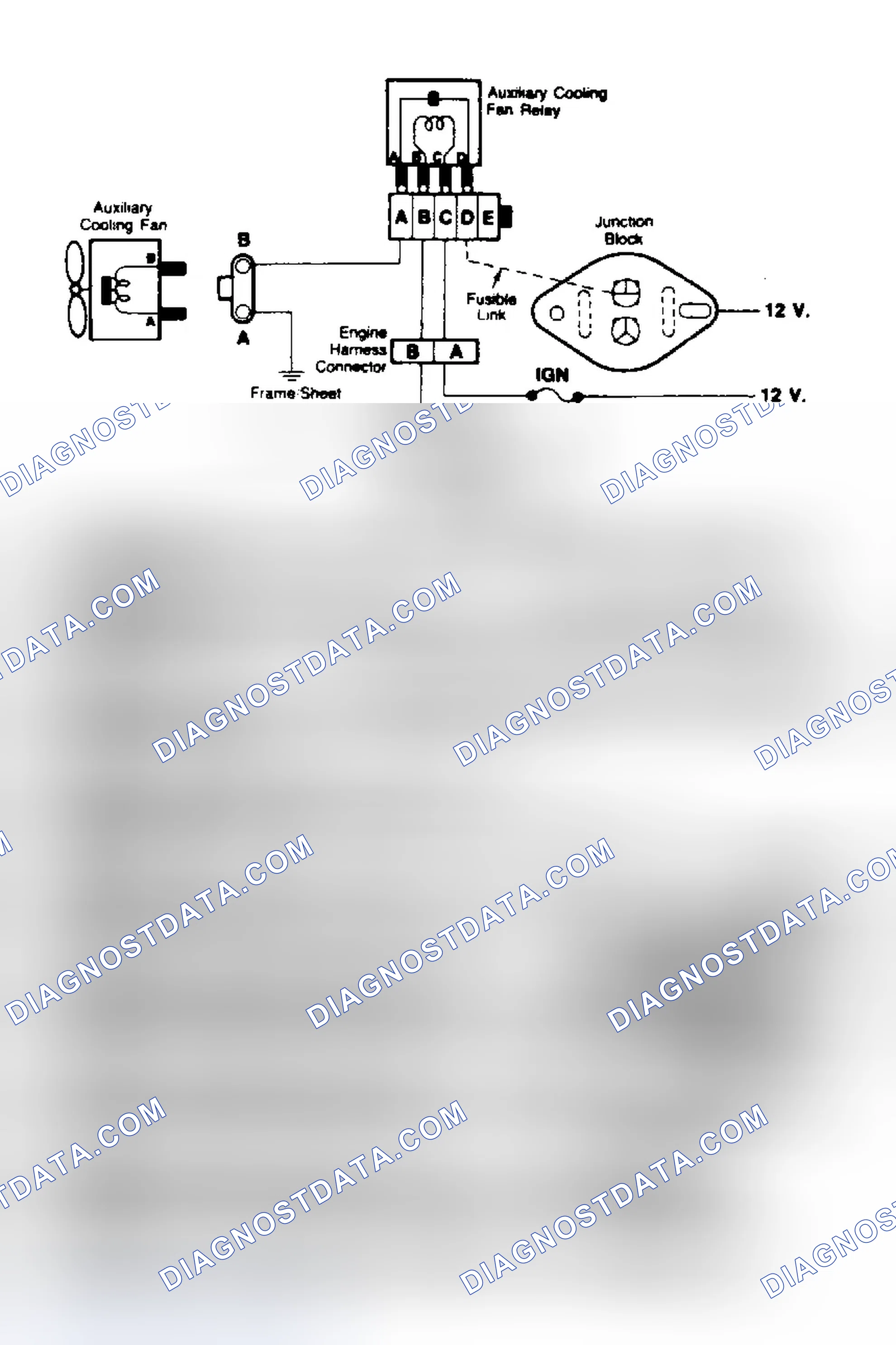 Scheme 74: Cooling Fan Circuit Schematic & Flow Chart (7.4L G, C & K Series With A/C)