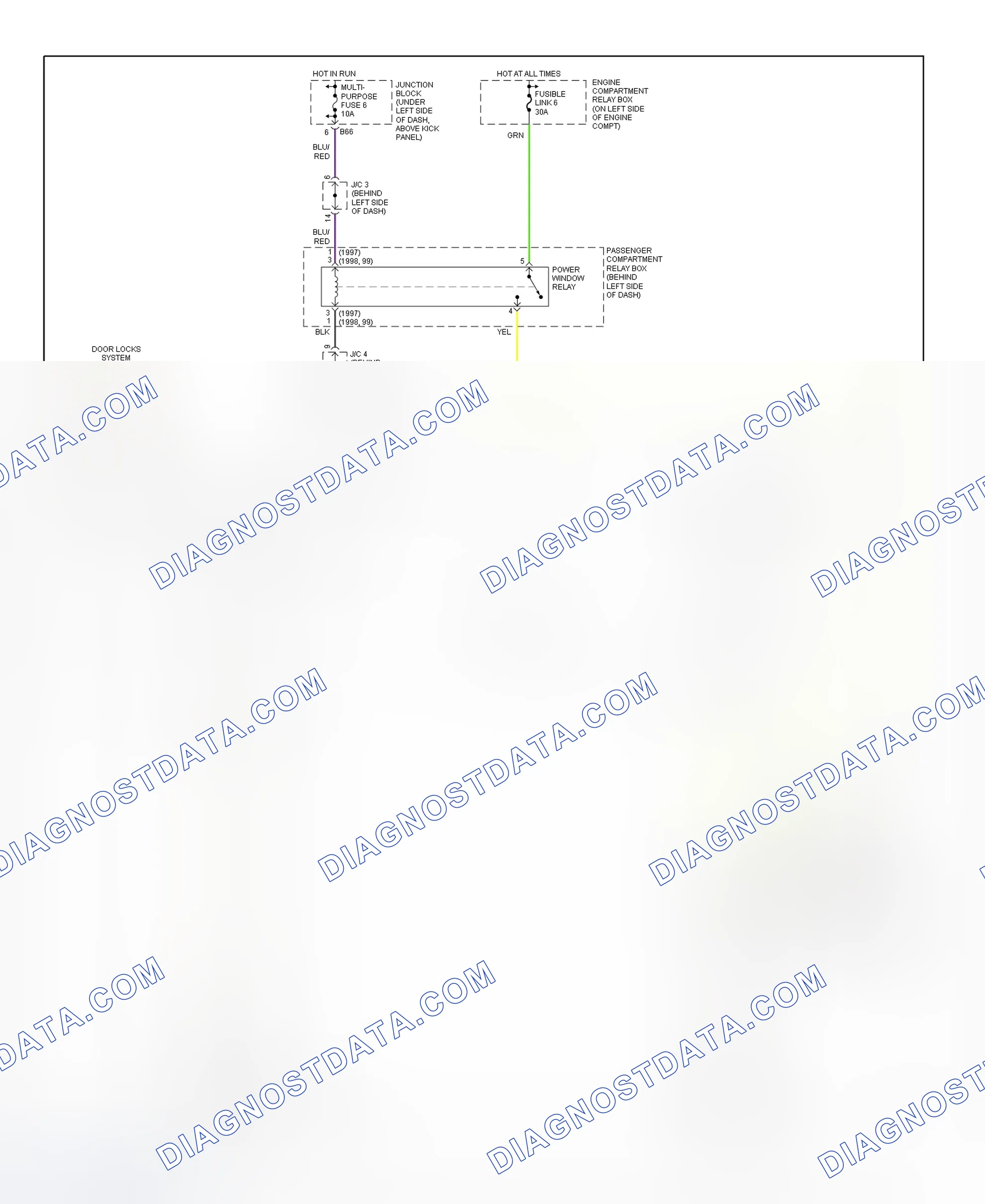 Scheme 7: Power Window System Wiring Diagram (Mirage - 2-Door)