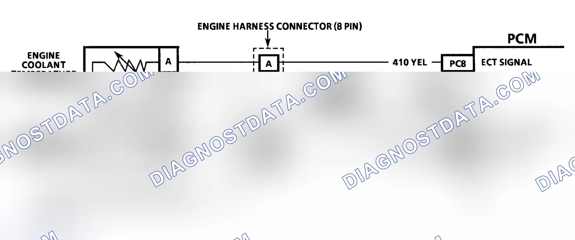 Scheme 439: DTC 14 Schematic ("G" Series) ECT Sensor Circuit Low (High Temperature Indicated)