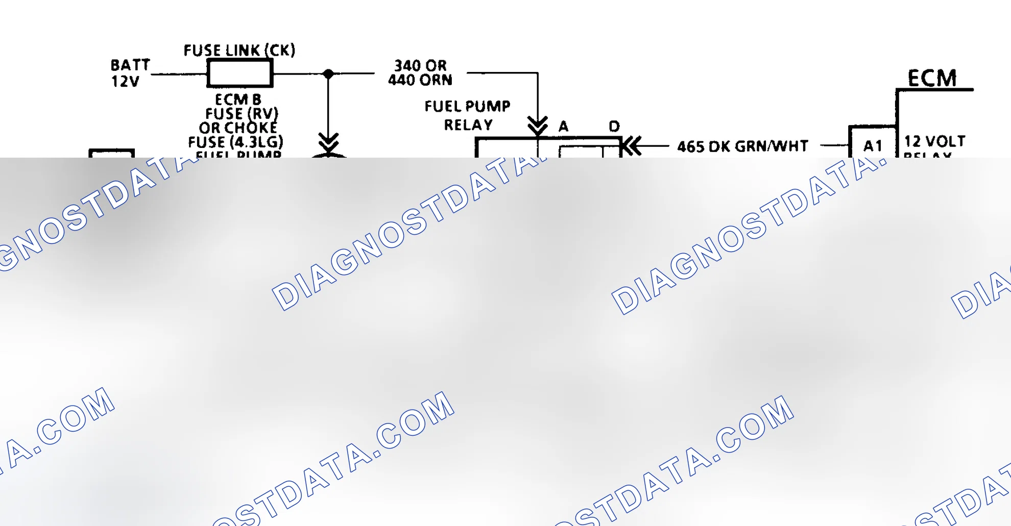Scheme 137: Code 54 Schematic (C, K, R, V, G, & P Series W/O 4L80-E Trans) Fuel Pump Circuit