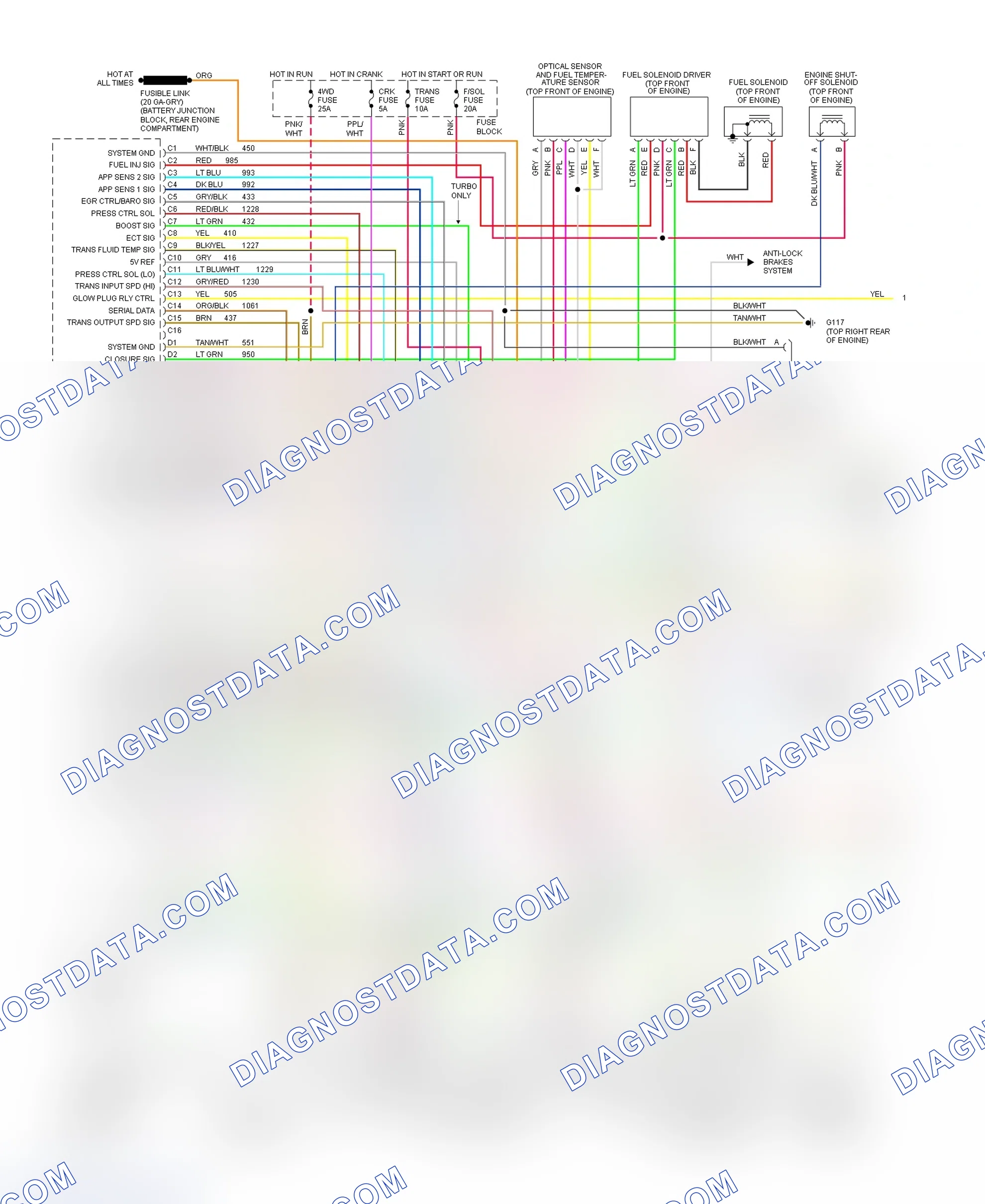 Scheme 268: Wiring Diagram (Blazer, Pickup, Sierra, Suburban & Yukon - With 4L80-E - 1 Of 2)