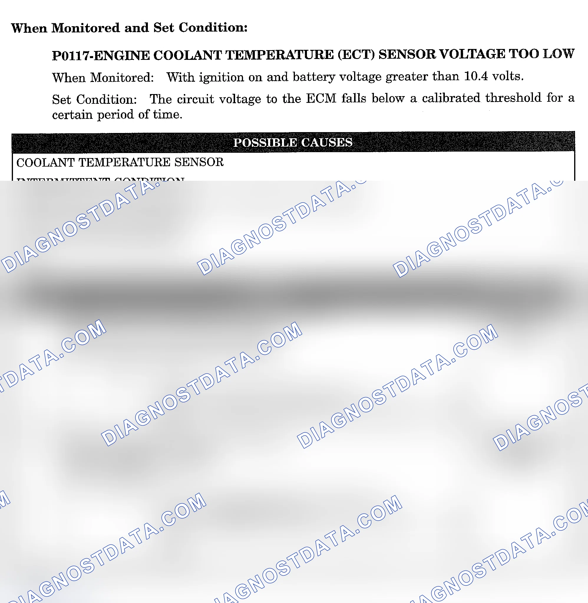Scheme 842: DTC P0117: ENGINE COOLANT TEMPERATURE (ECT) SENSOR VOLTAGE TOO LOW