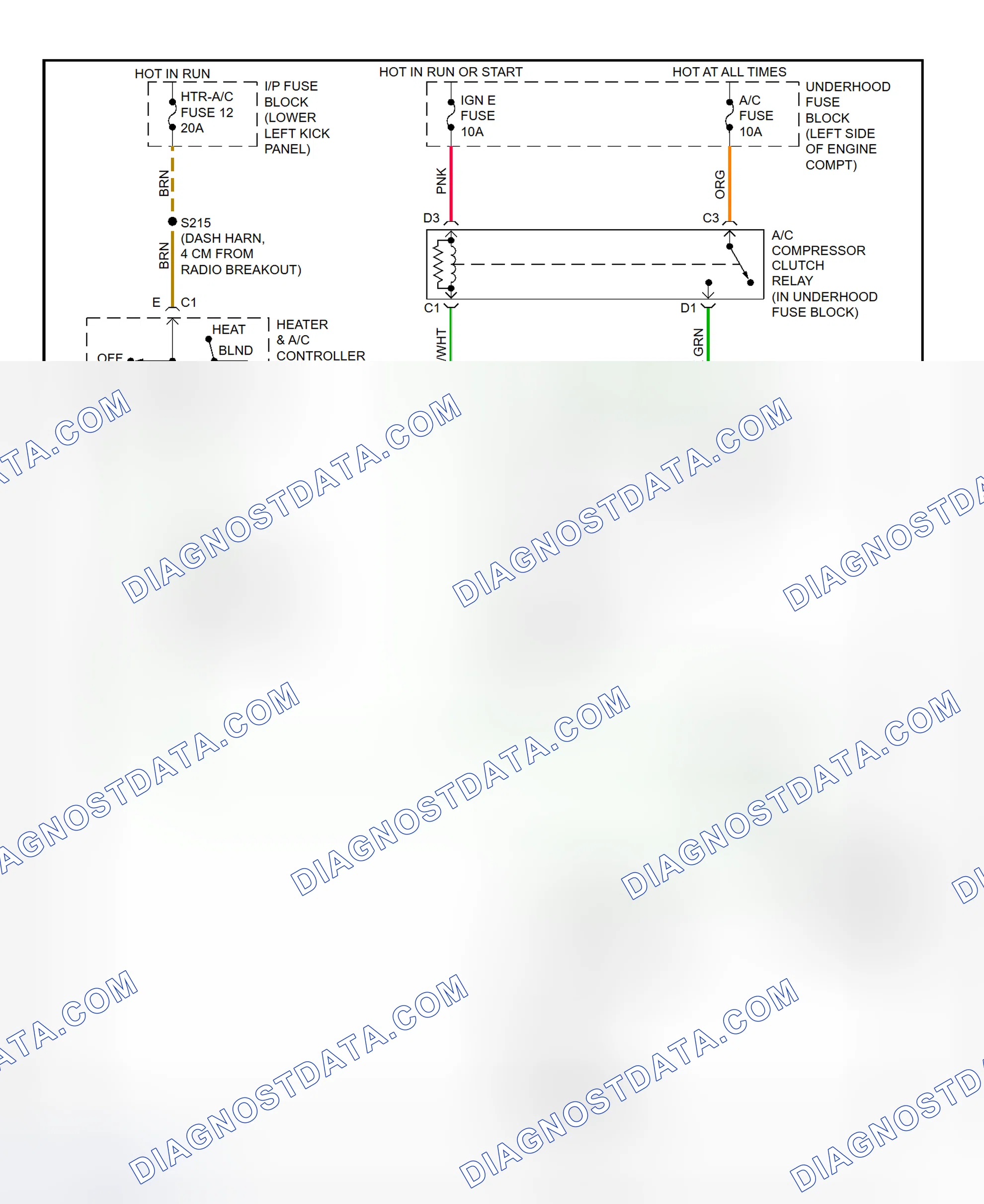 Scheme 25: A/C Compressor Clutch Control Circuit Wiring Diagram (2001 Express & Savana - Except Diesel Engine)