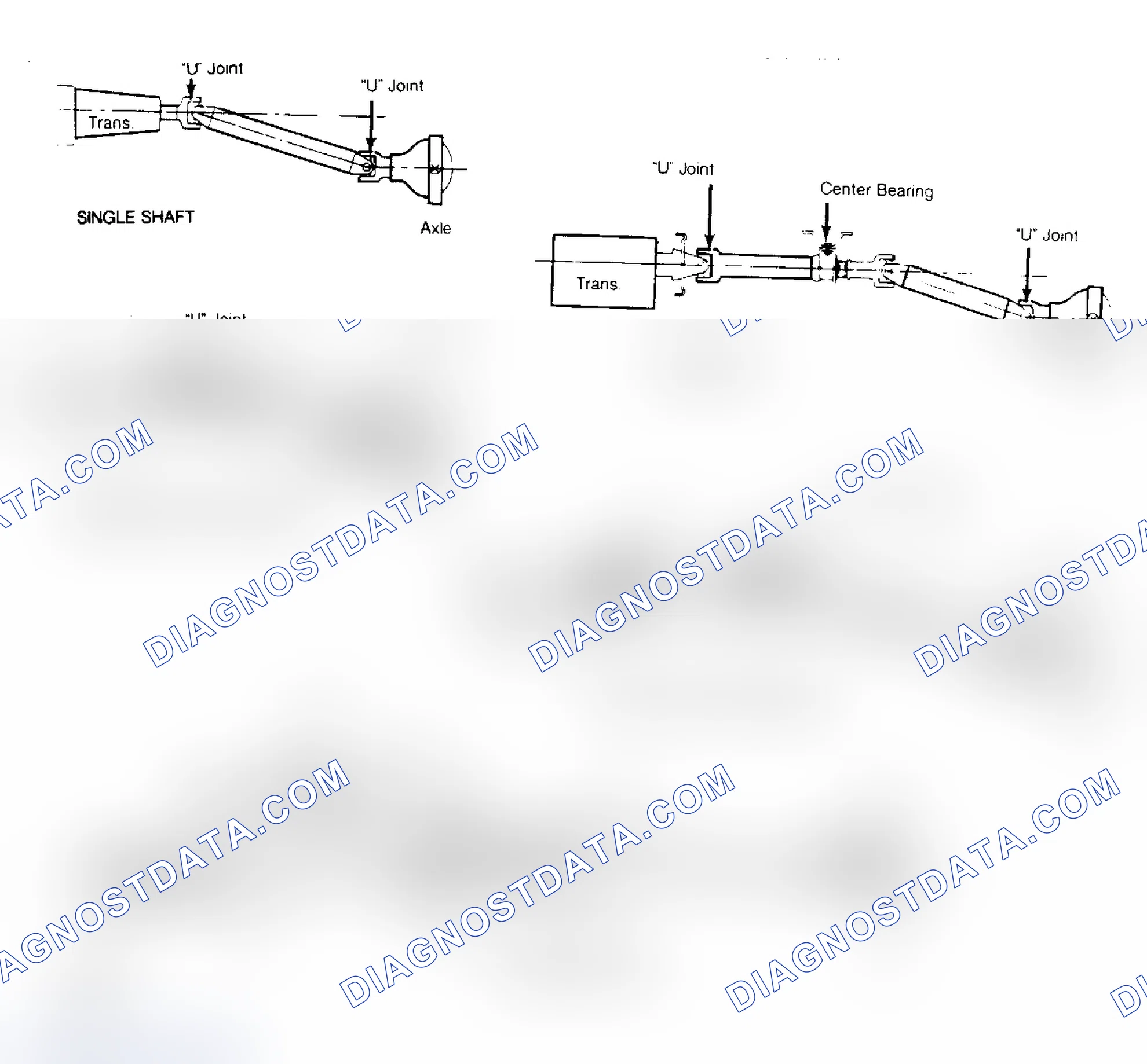 Scheme 1: View of 5 Commonly Used Drive Shaft Combinations Many 4WD models use 3 drive shafts.