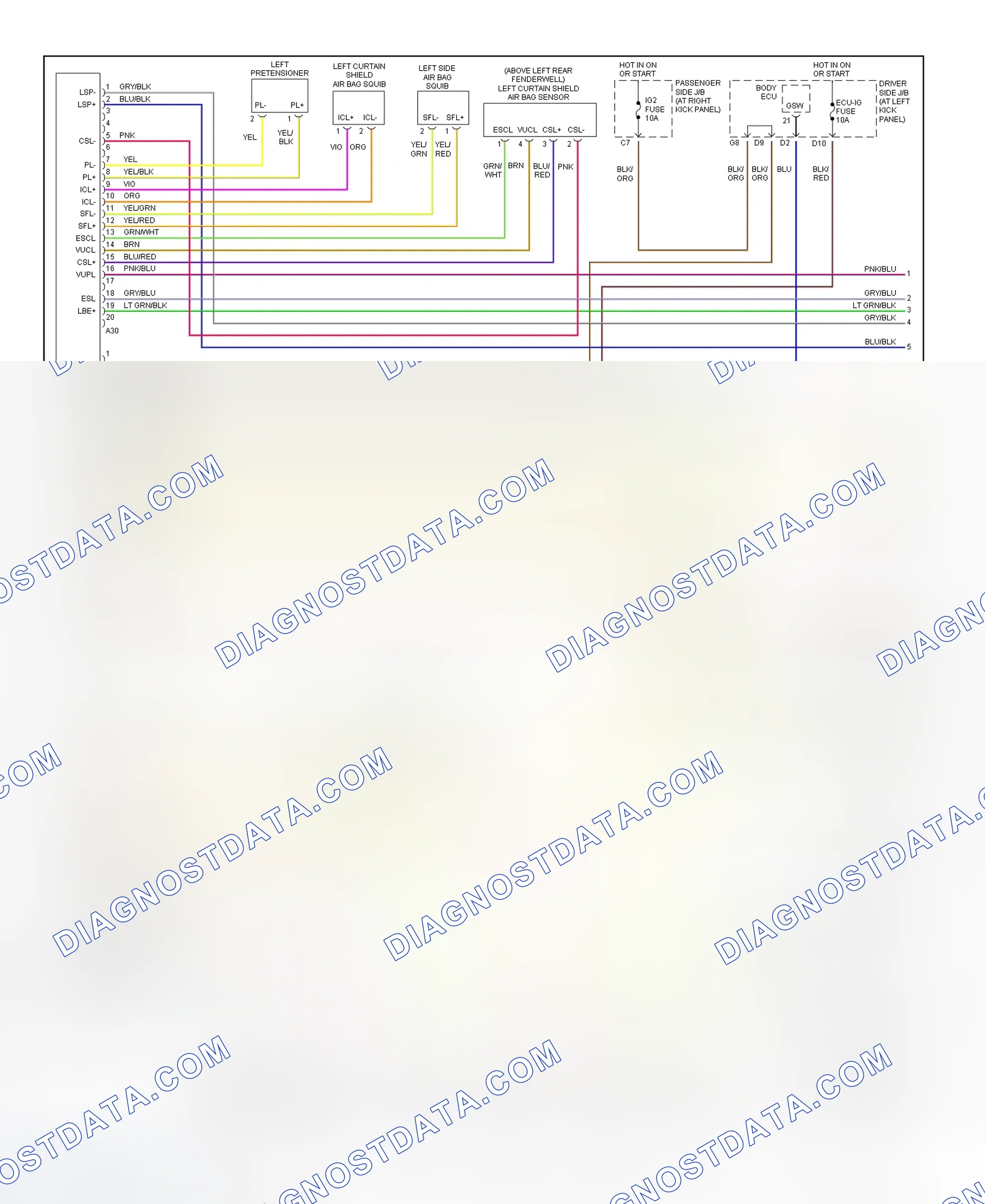 Scheme 1: Air Bag System Wiring Diagram (ES300-1 Of 2)
