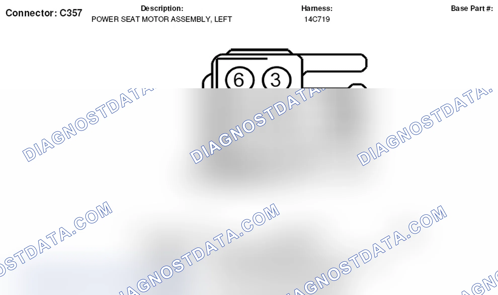 Scheme 153: Left Power Seat Motor Assembly Connector End View (C357)