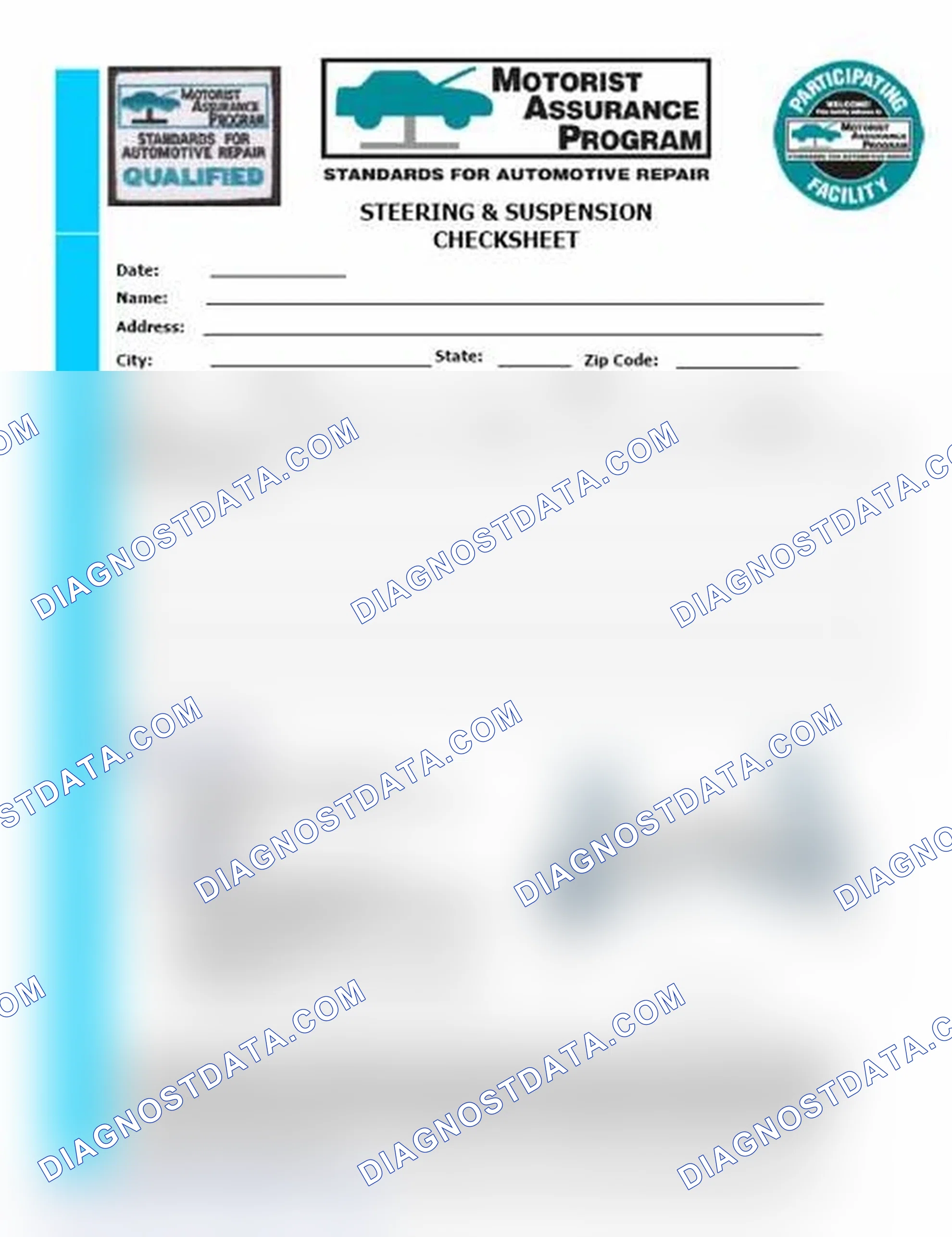 Scheme 11: Steering & Suspension Checksheet (1 Of 2)