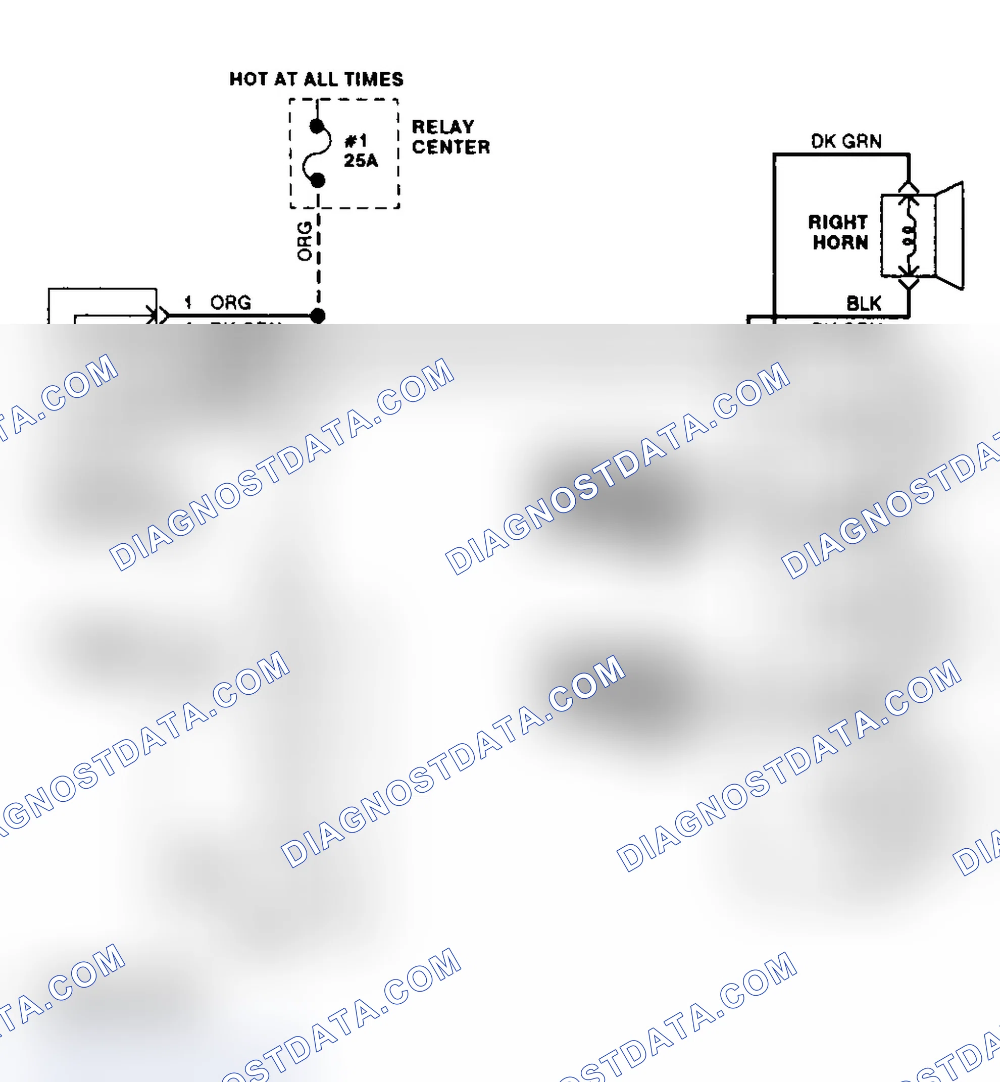 Scheme 18: Horn Circuit Wiring Diagram (DeVille W/Trunk Pull-Down W/O Anti-Theft)