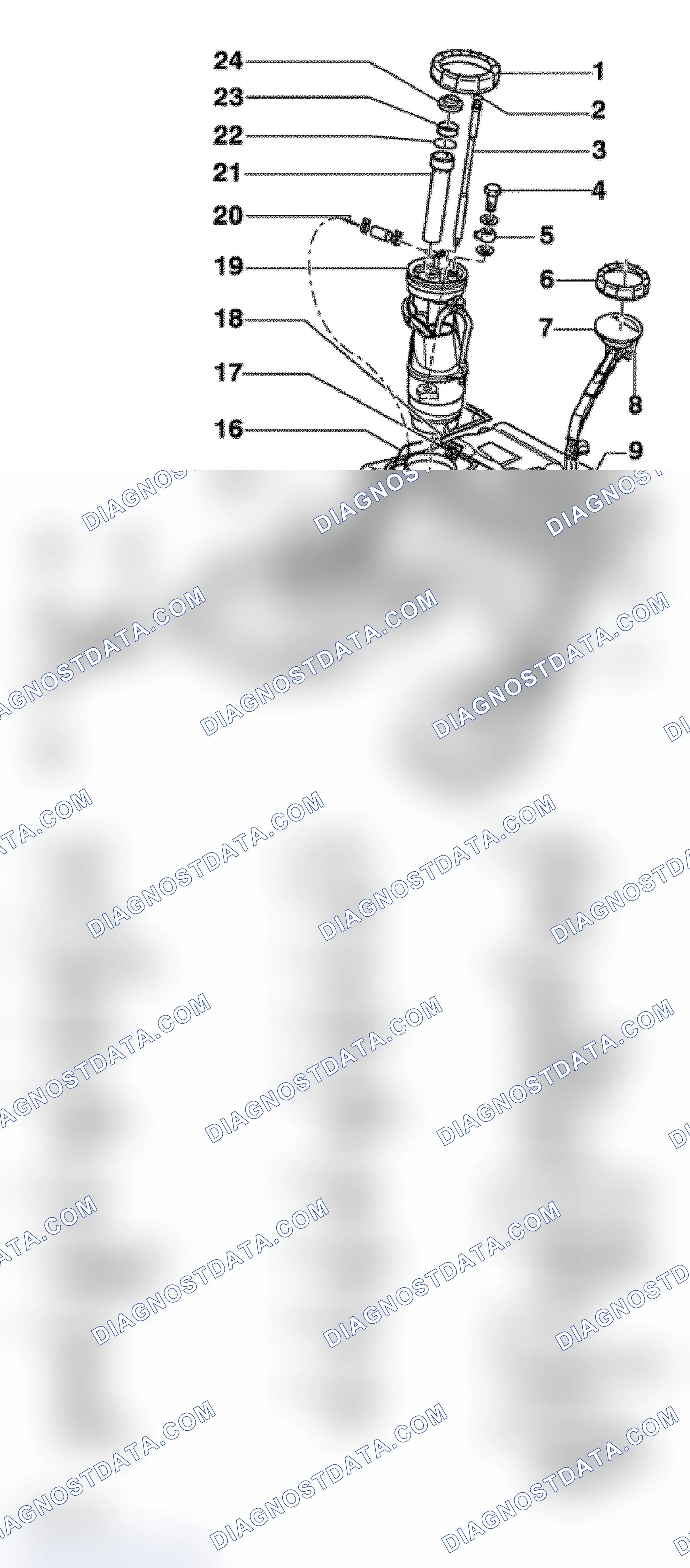 Scheme 1: Exploded View Of Fuel Tank And Fuel Pump Components