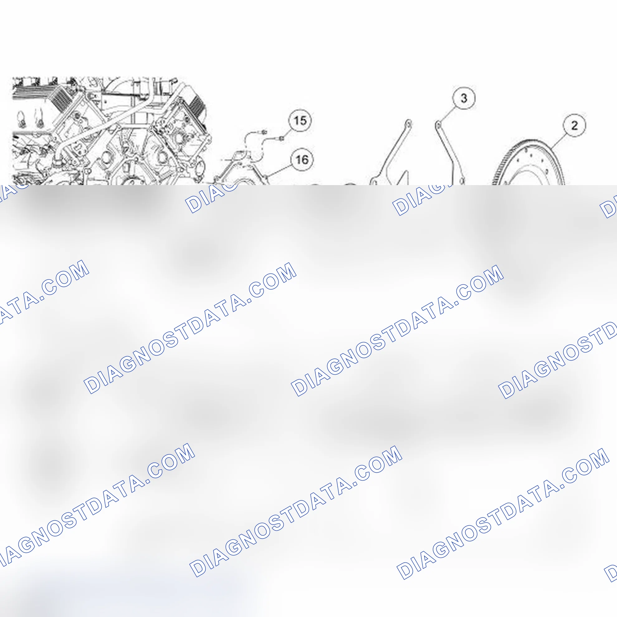 Scheme 36: Lower End Components - Exploded View, Flexplate and Crankshaft Rear Seal with Retainer Plate