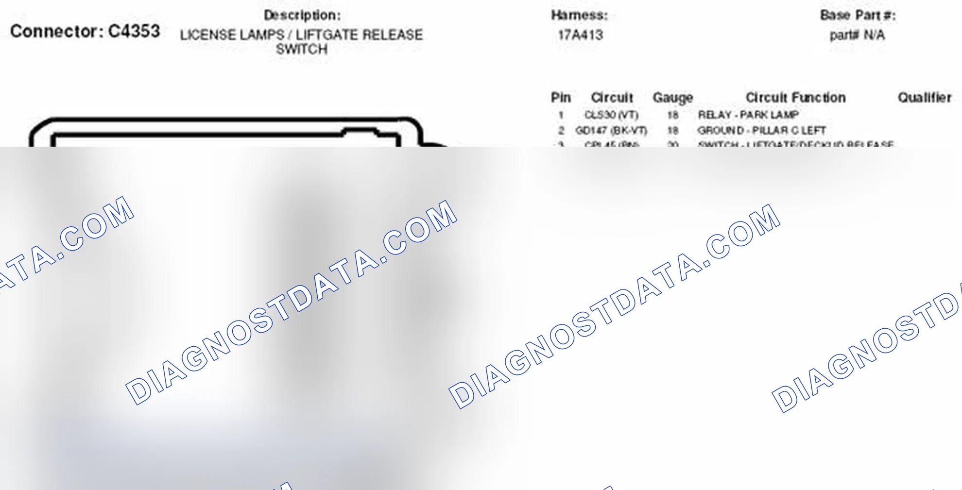 Scheme 324: License Lamps / Liftgate Release Switch Connector End View (C4353)