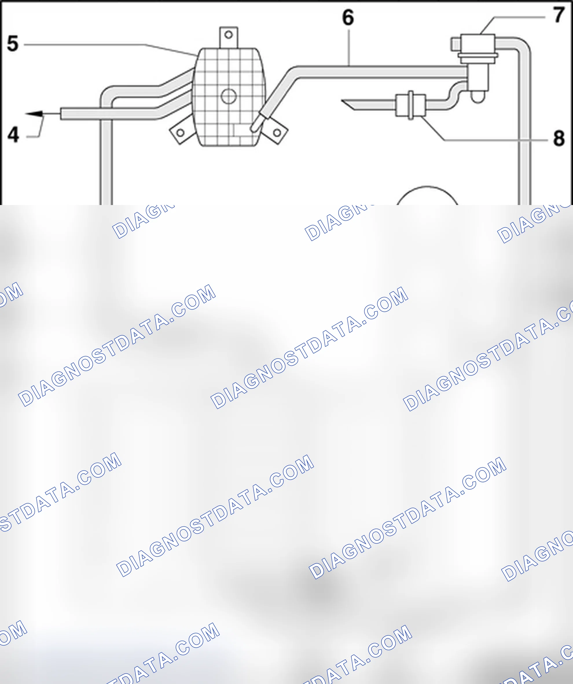 Scheme 333: Hose routing, EVAP canister/leak detection system (8-cyl. MPI-engine)