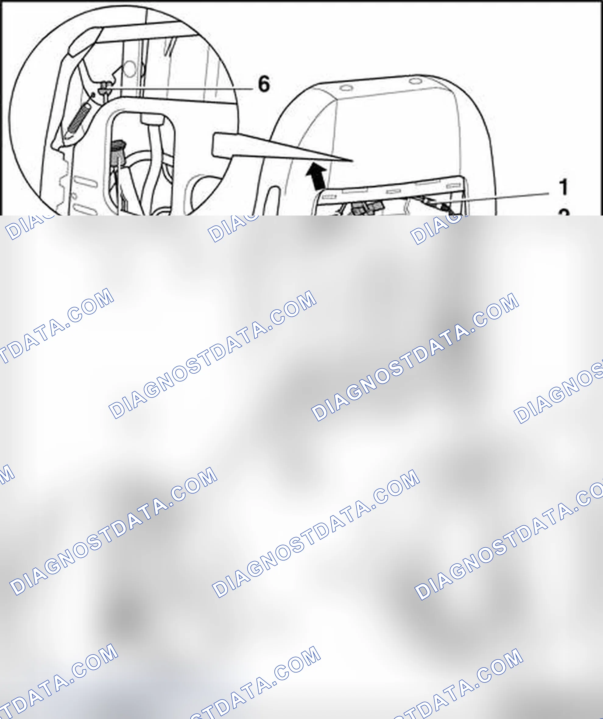 Scheme 223: Bowden cable for backrest lock, assembly overview