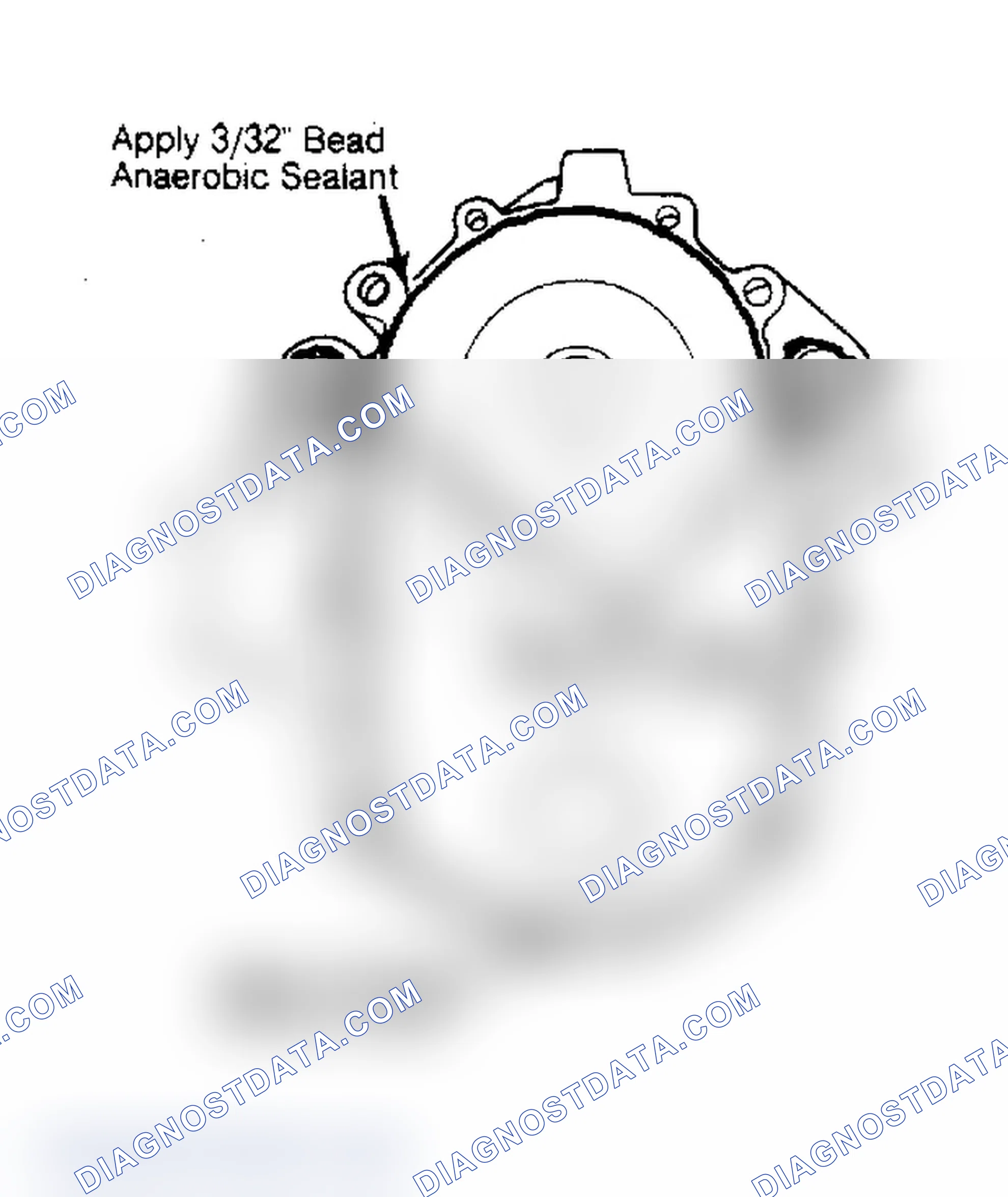 Scheme 17: Front Cover Sealant Application. Do not allow sealant to cure before installation.