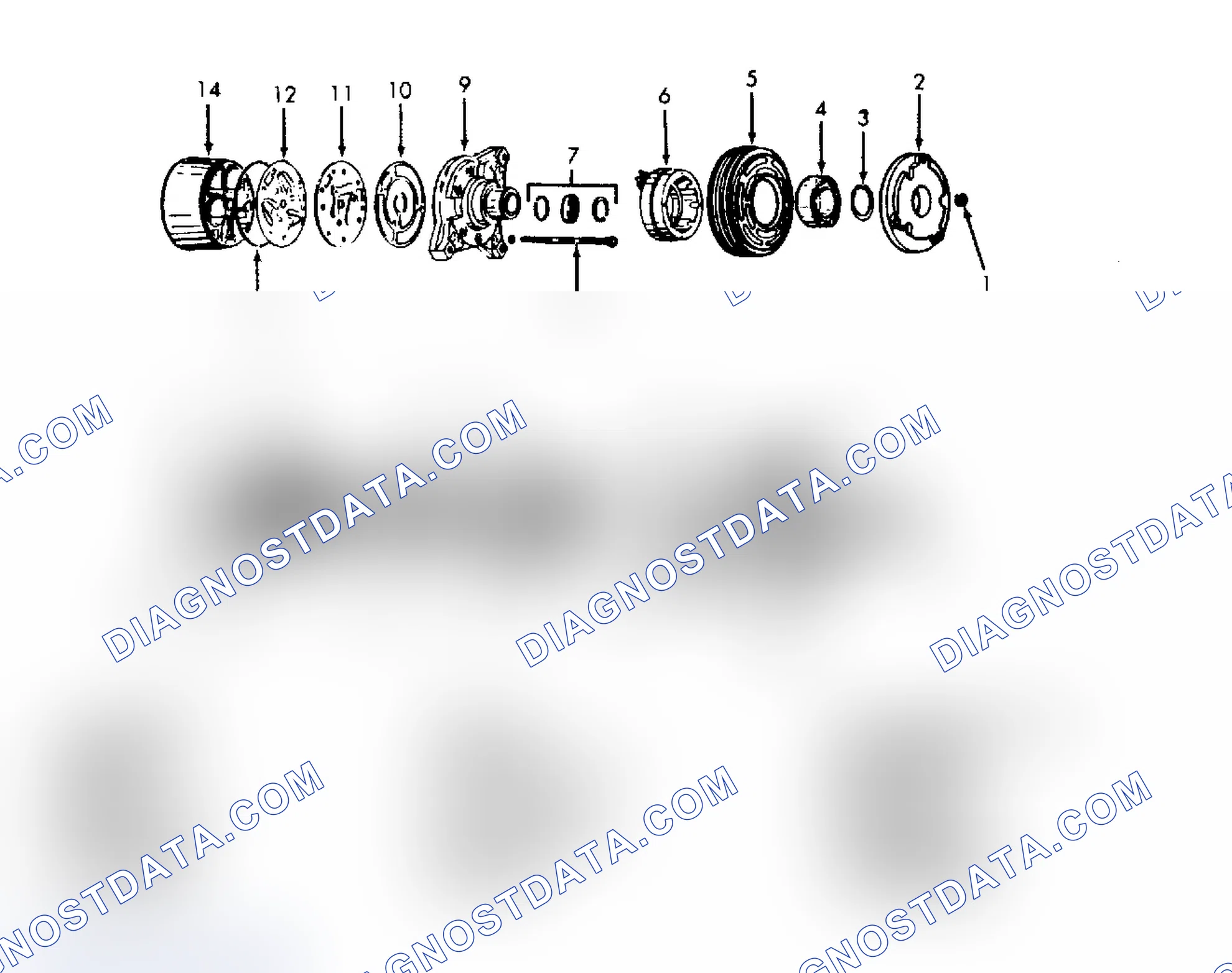 Scheme 6: Exploded View of Harrison HR-6 6-Cylinder Compressor