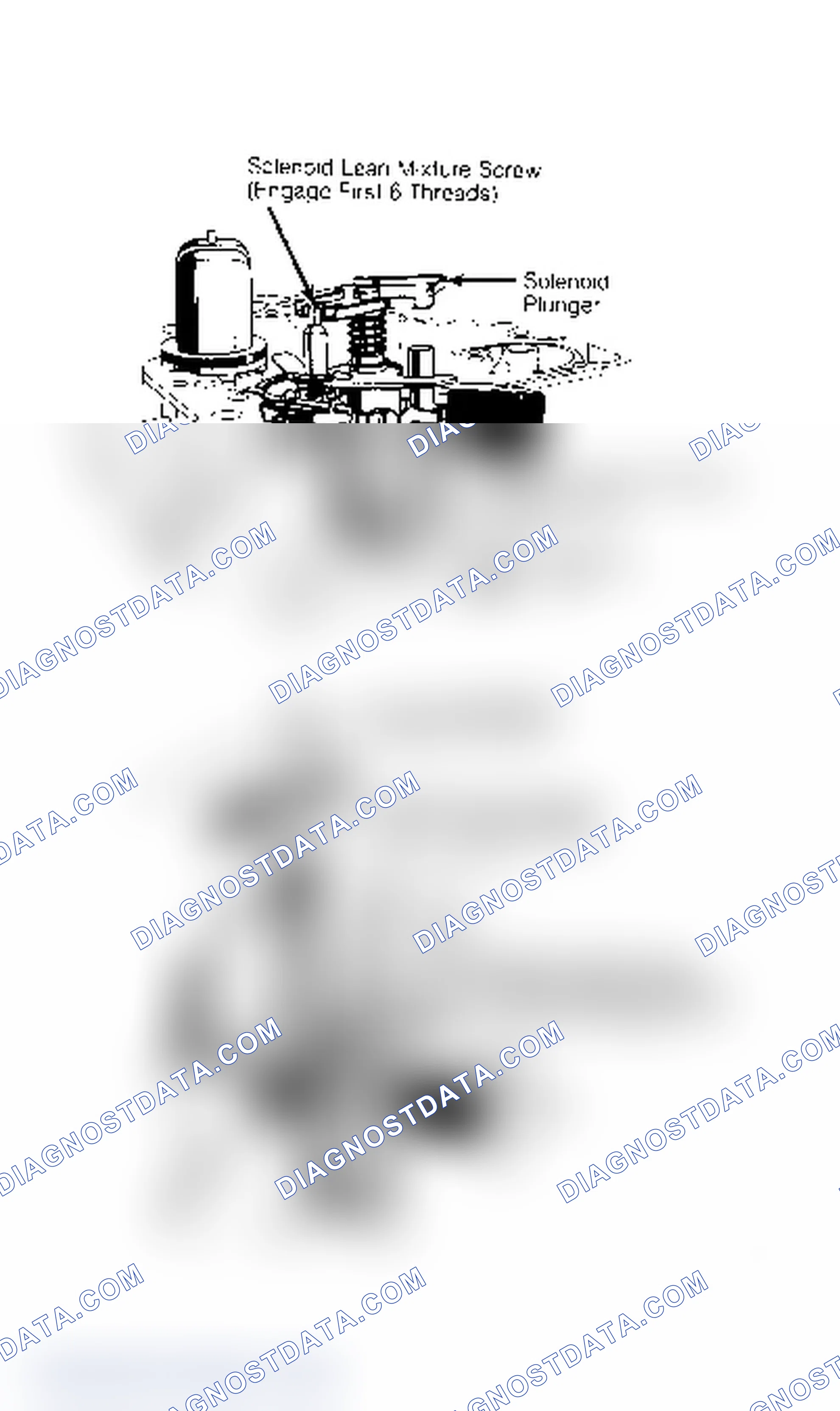 Scheme 6: Solenoid Lean Mixture Screw Bench Adjustment Lean mixture screw should be installed with first 6 threads engaged in float bowl.