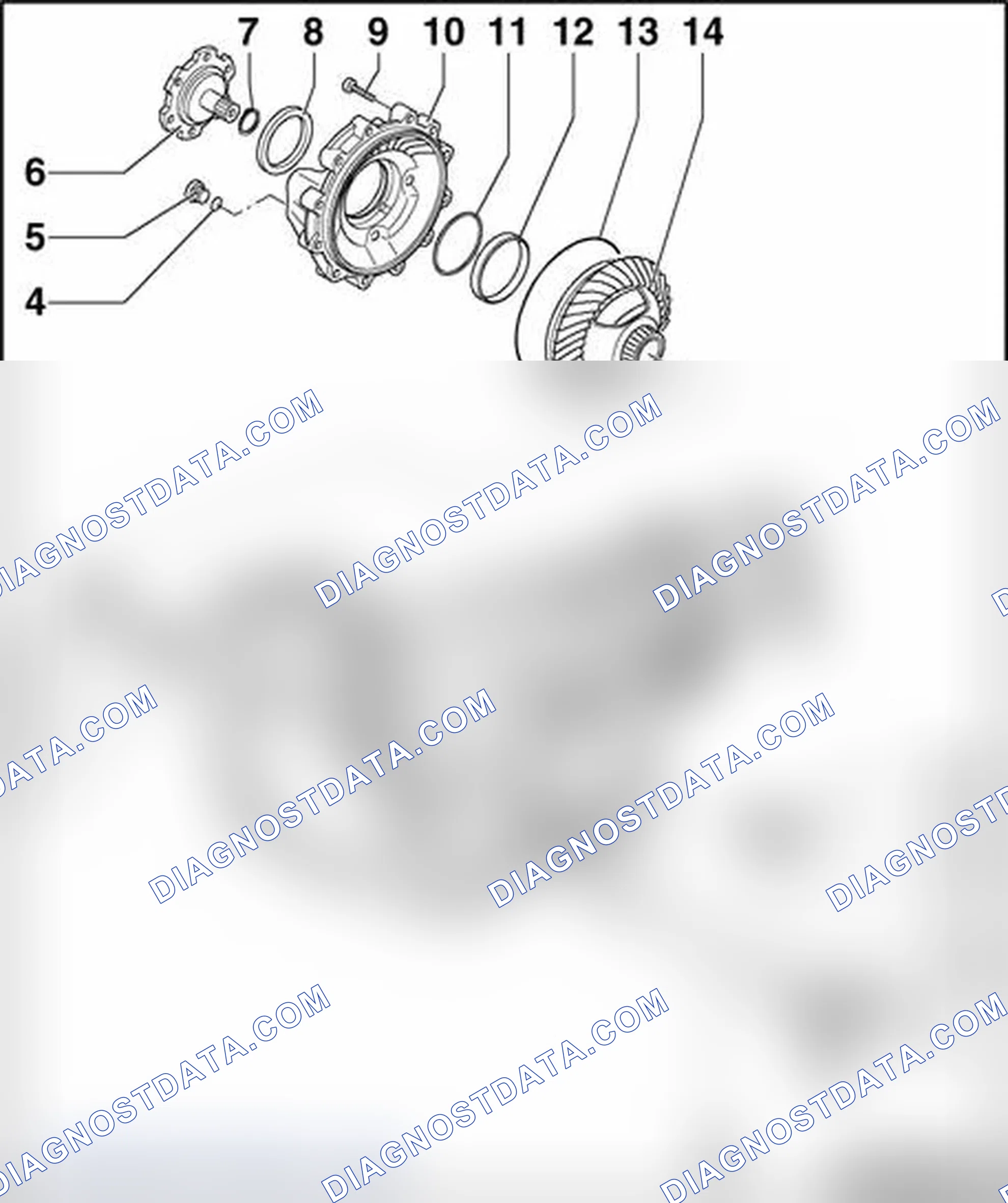 Scheme 285: Front final drive, assembly overview