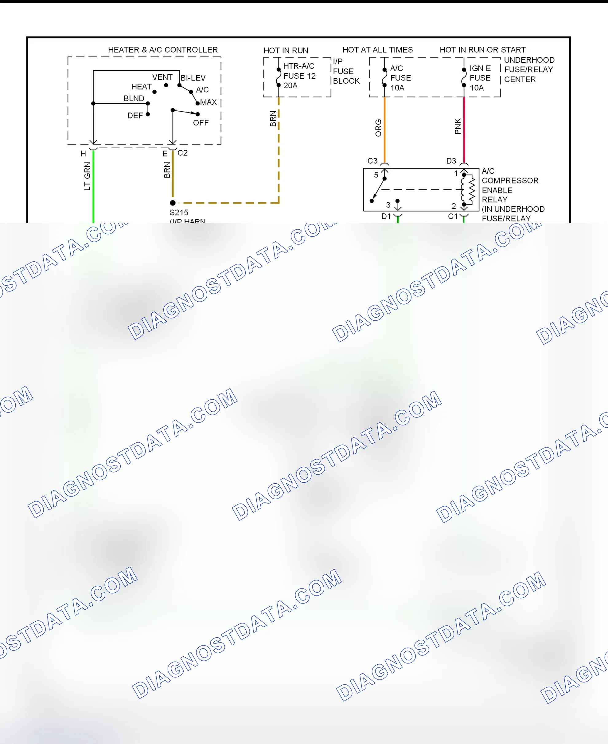 Scheme 57: A/C Compressor Clutch Control Circuit Wiring Diagram (2000 Express & Savana - Diesel Engine)