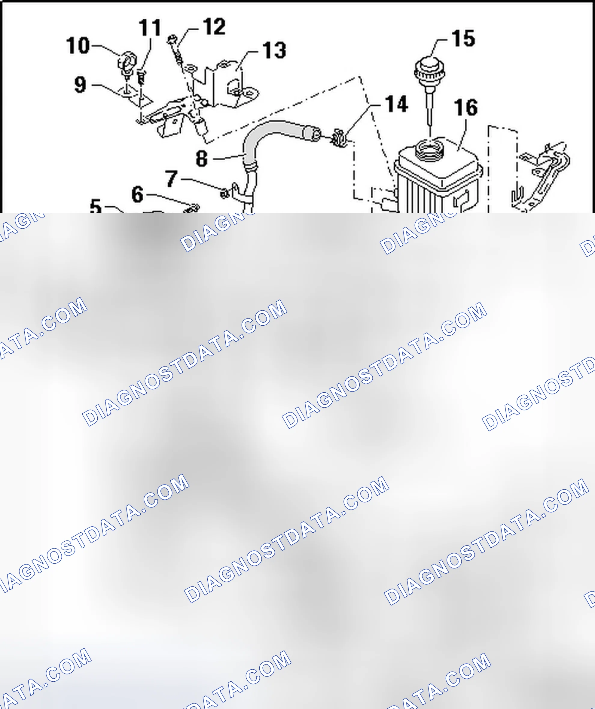 Scheme 49: POWER STEERING PUMP, HYDRAULIC PIPES AND RESERVOIR OVERVIEW [FOR ENGINE(S) BAR]
