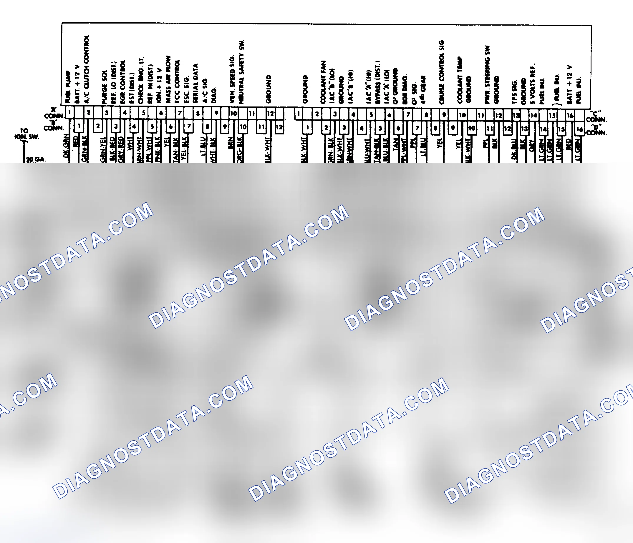 Scheme 372: Port Fuel Injection Wiring Diagram 3.8L (Exc. Turbo)