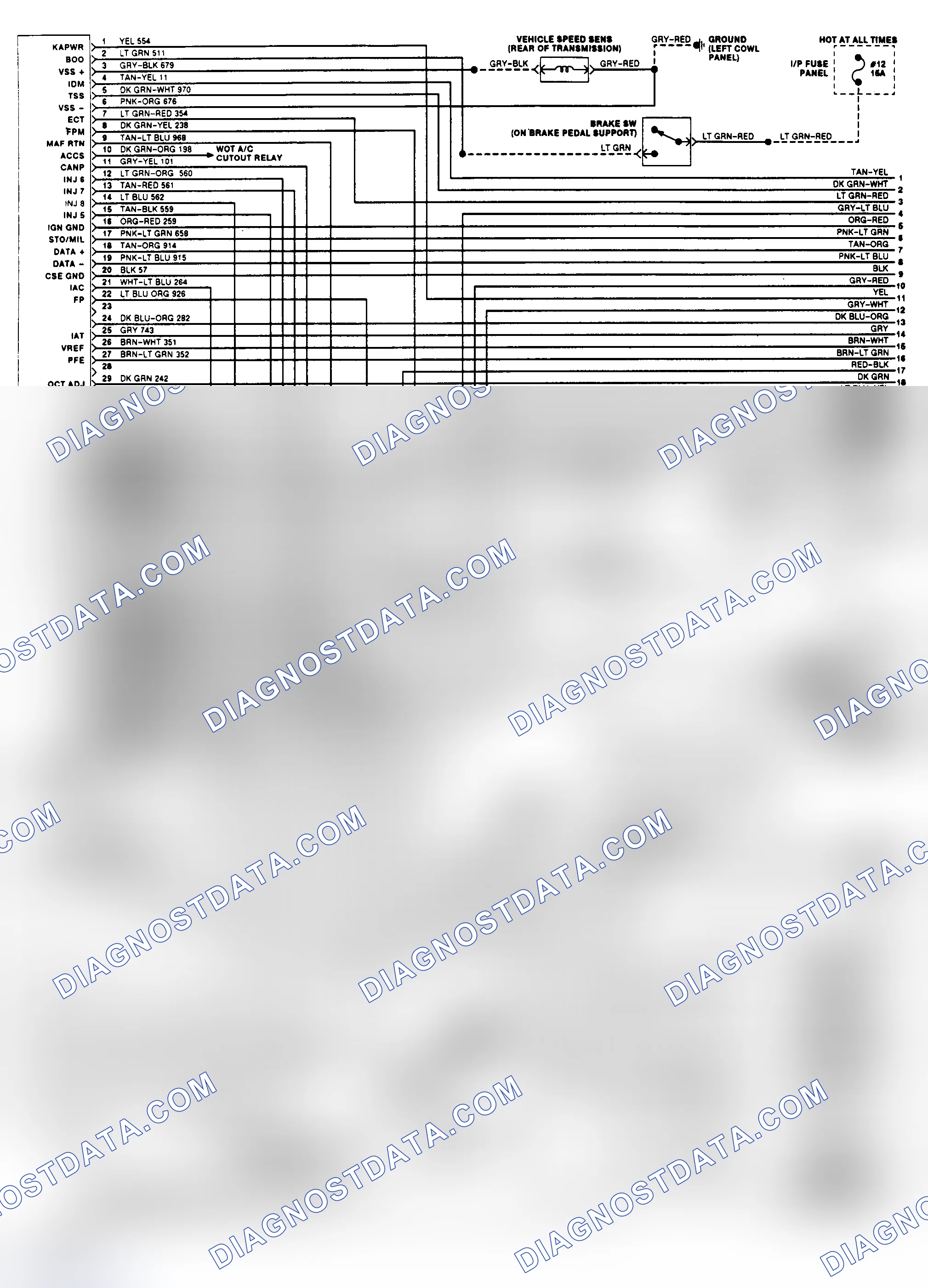 Scheme 156: EEC-IV Wiring Diagram (Town Car 4.6L - 1 of 3)