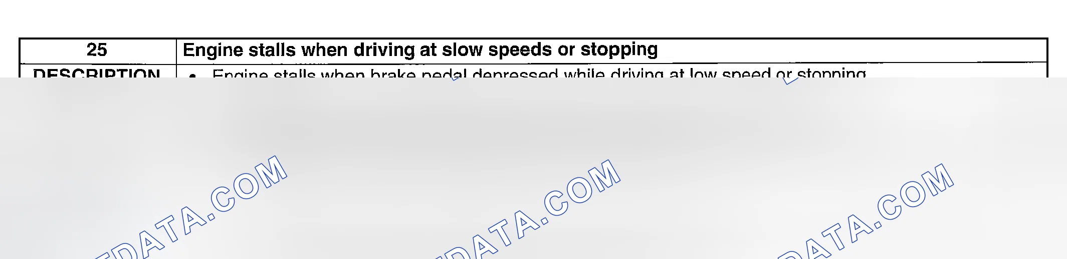 Scheme 148: NO. 25: ENGINE STALLS WHEN DRIVING AT SLOW SPEED OR STOPPING