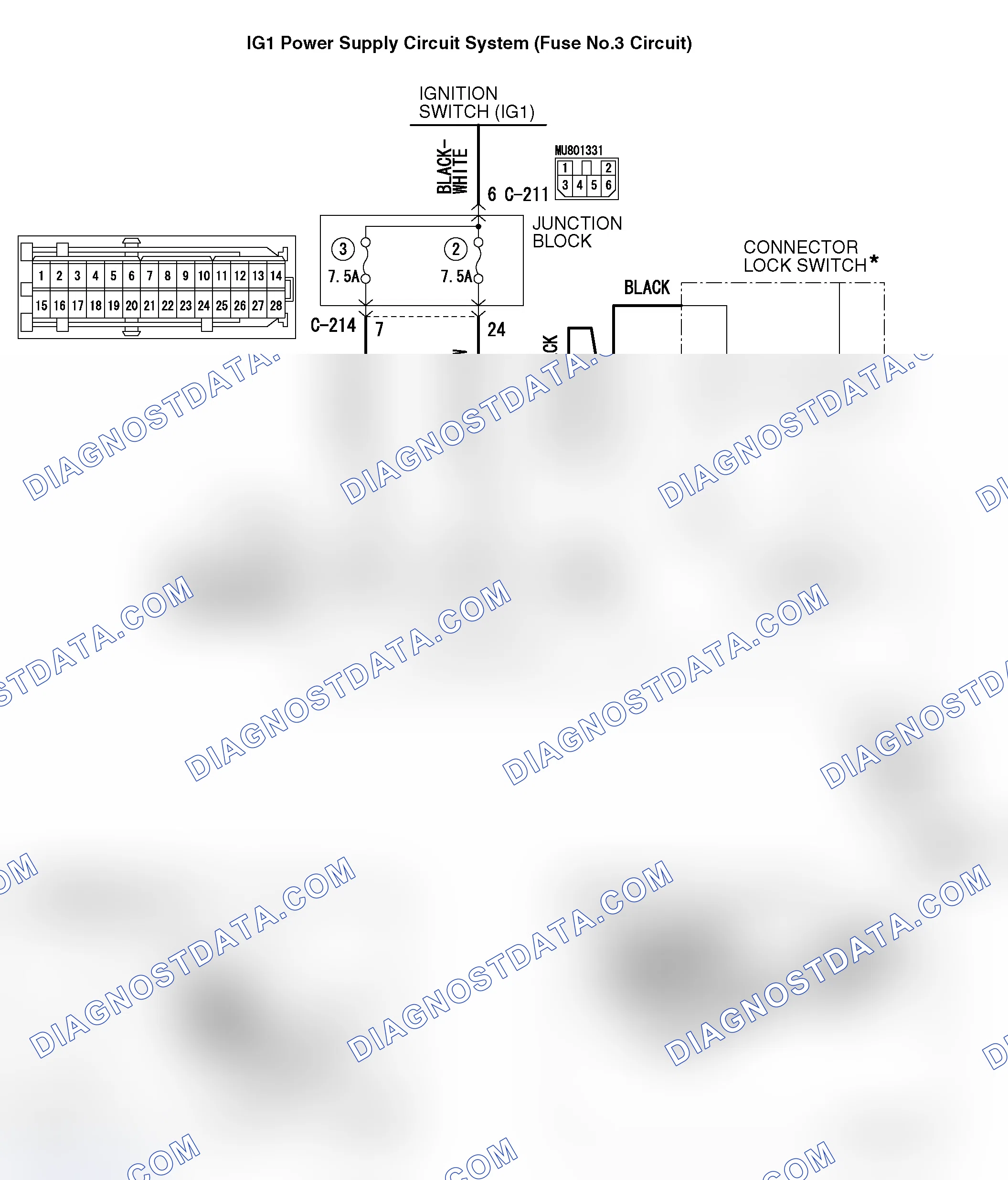 Scheme 442: DTC 42: IG1 Power Supply Circuit System (Fuse No.3 Circuit)