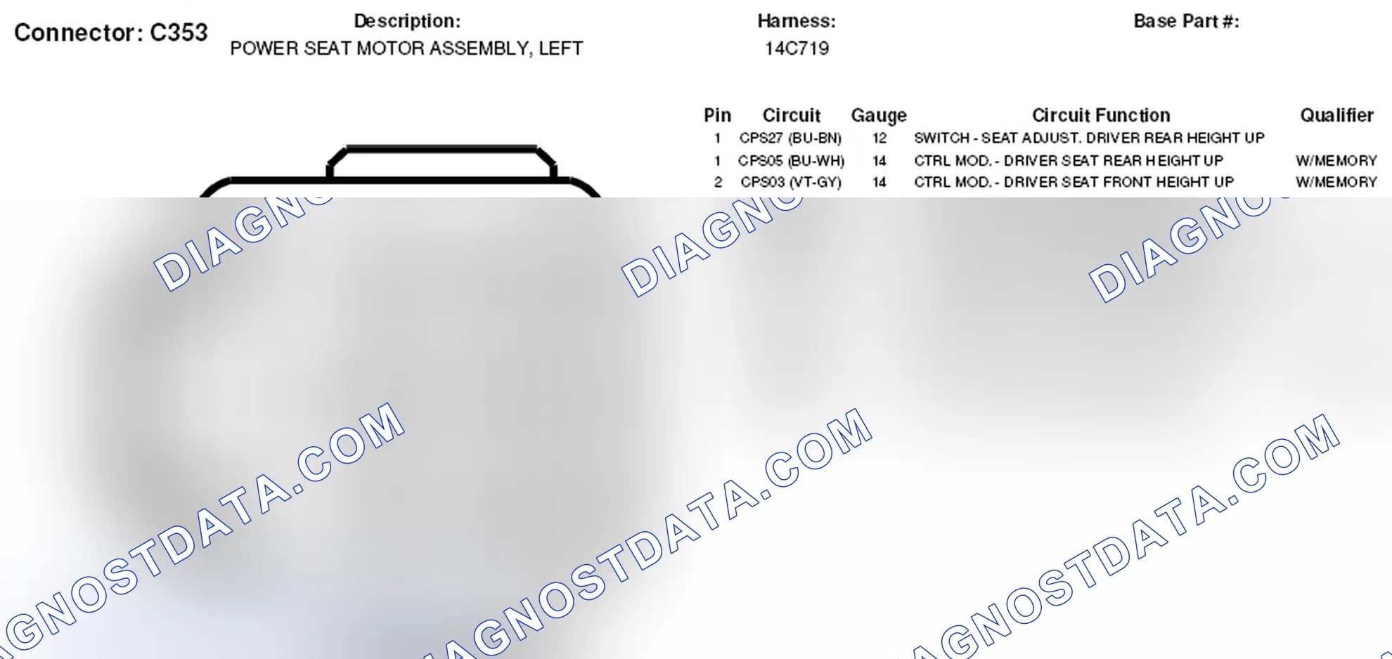 Scheme 150: Left Power Seat Motor Assembly Connector End View (C353)