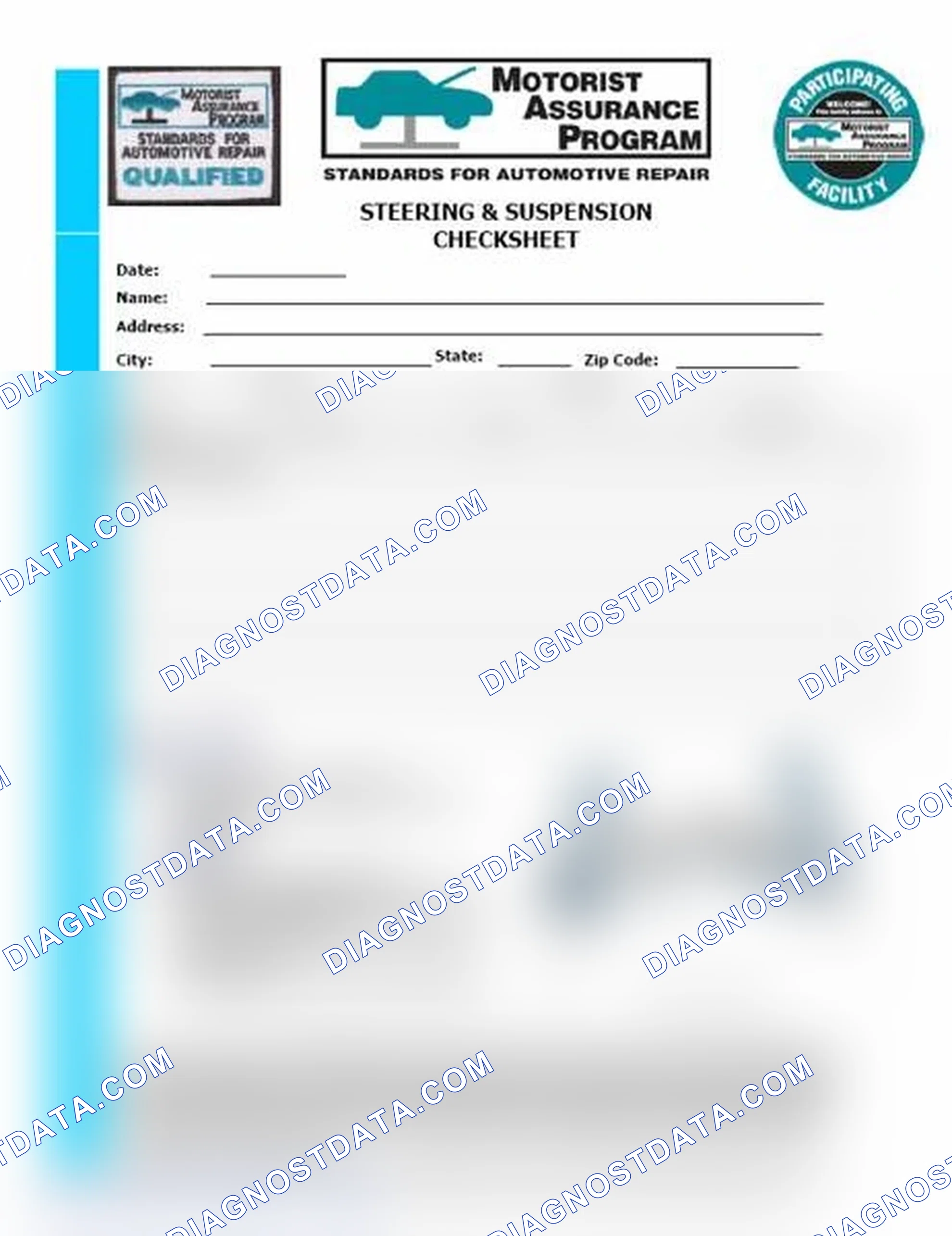 Scheme 11: Steering & Suspension Checksheet (1 Of 2)