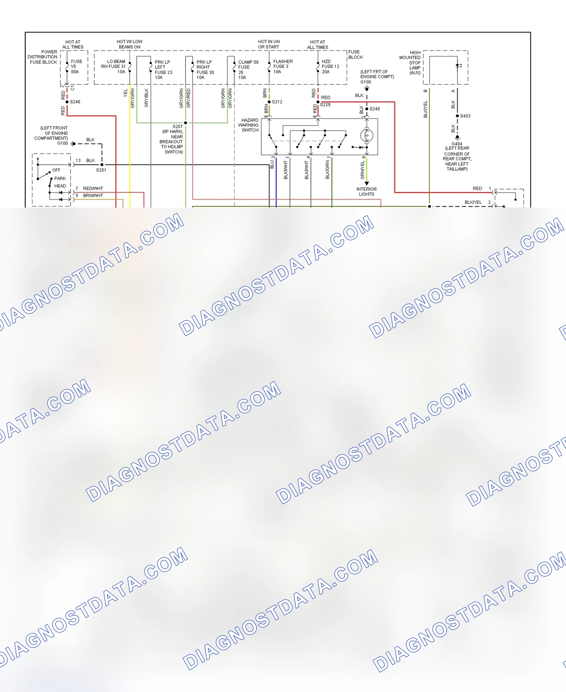 Scheme 10: Exterior Lights Wiring Diagram (Catera)
