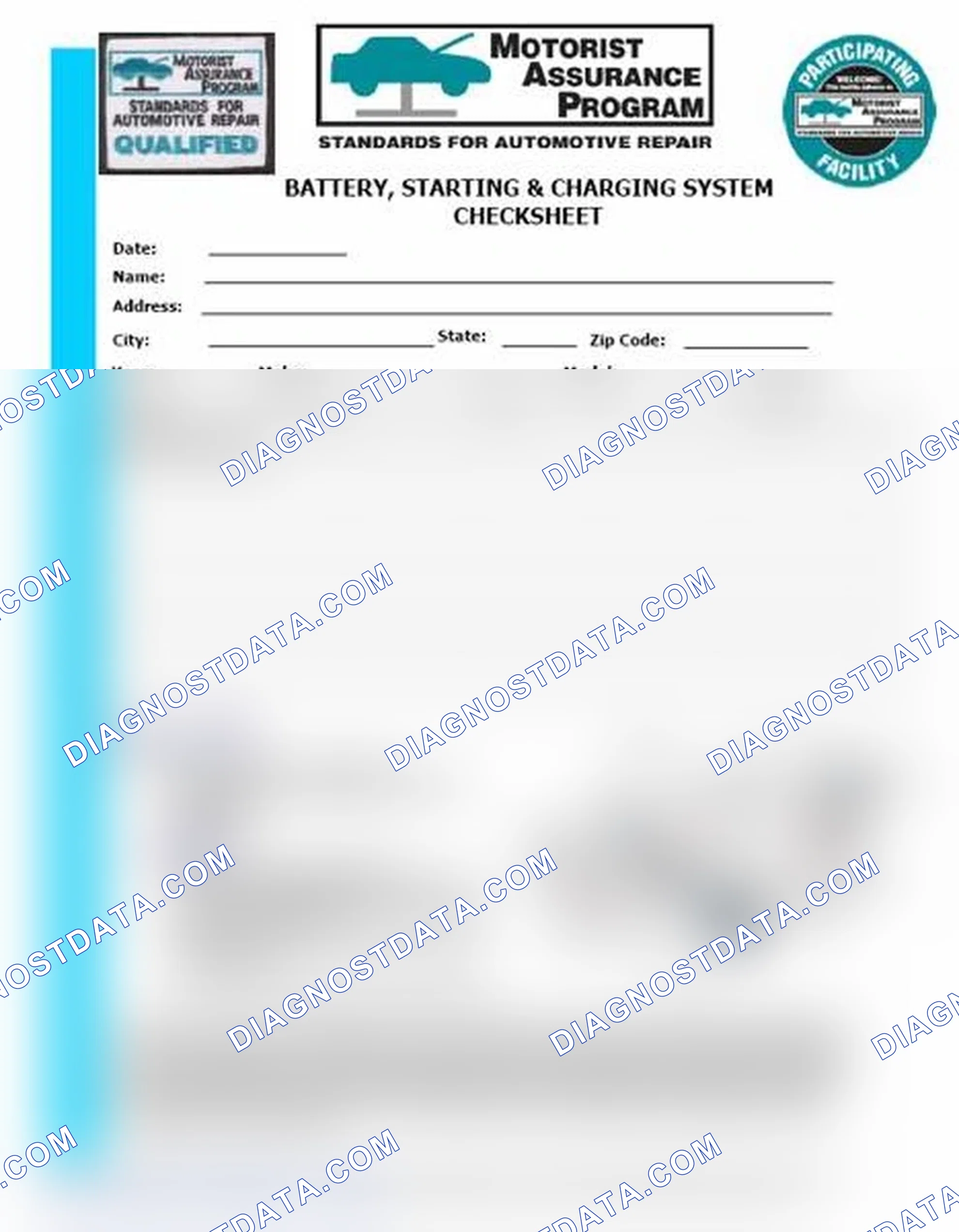Scheme 3: Battery, Starting & Charging System Checksheet (1 Of 2)
