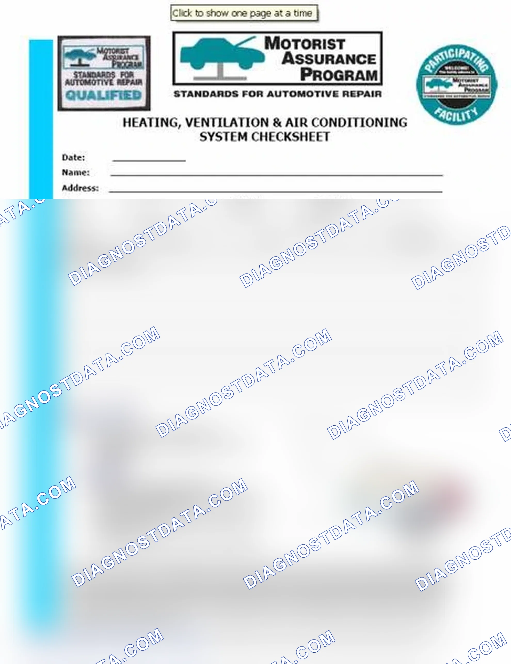 Scheme 15: Heating, Ventilation & Air Conditioning System Checksheet (1 Of 2)