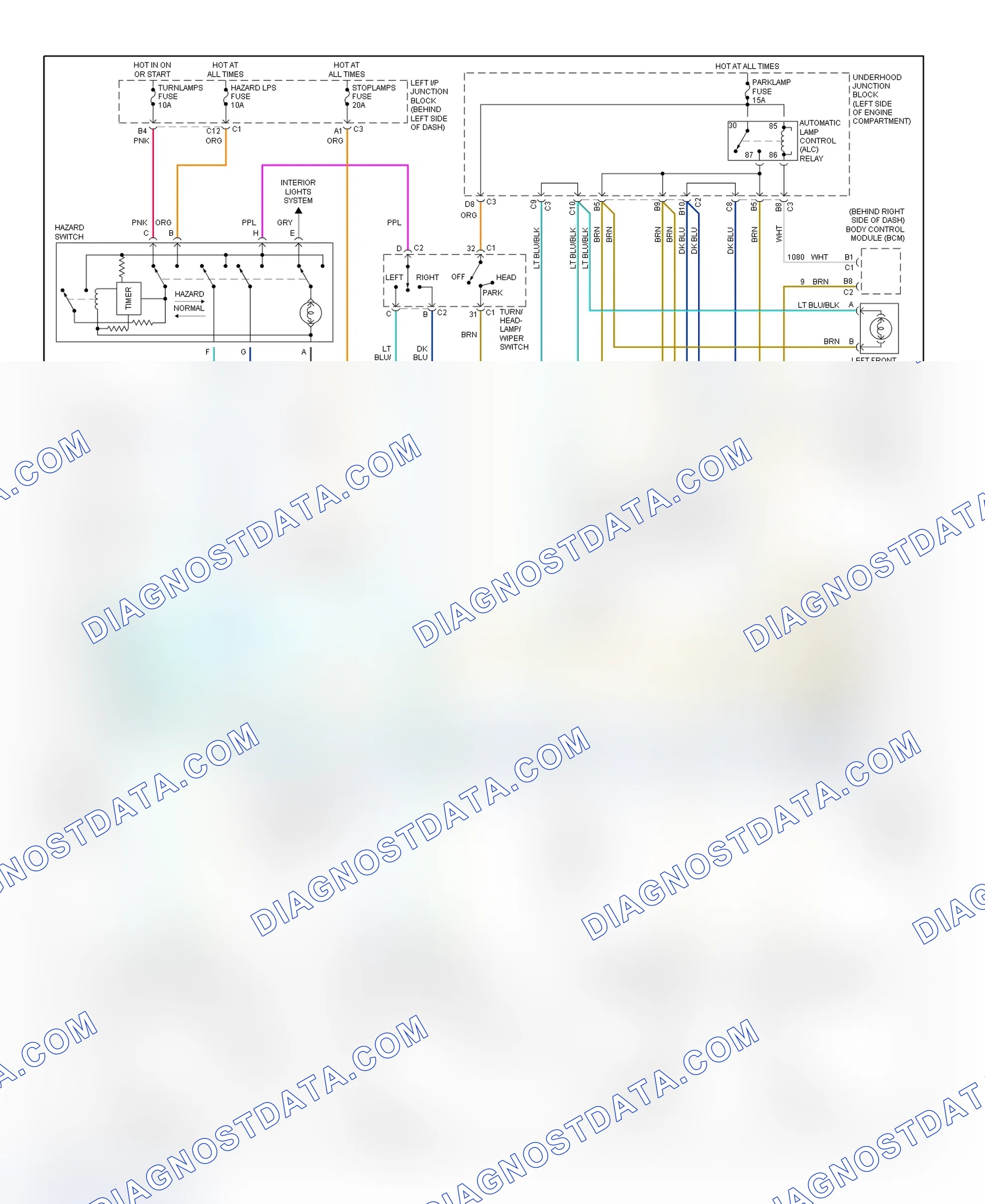 Scheme 1: Exterior Lights Wiring Diagram (Alero)