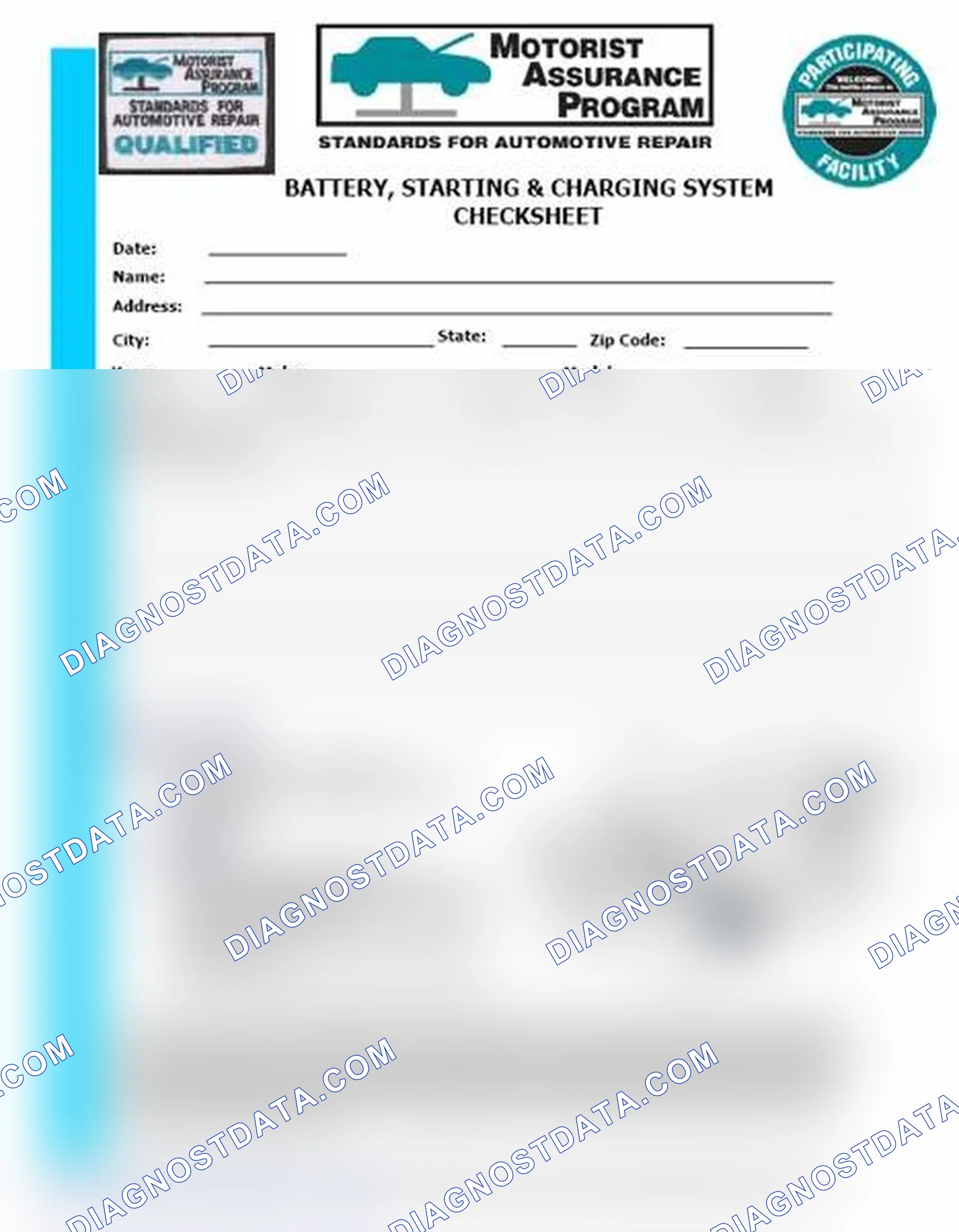 Scheme 3: Battery, Starting & Charging System Checksheet (1 Of 2)