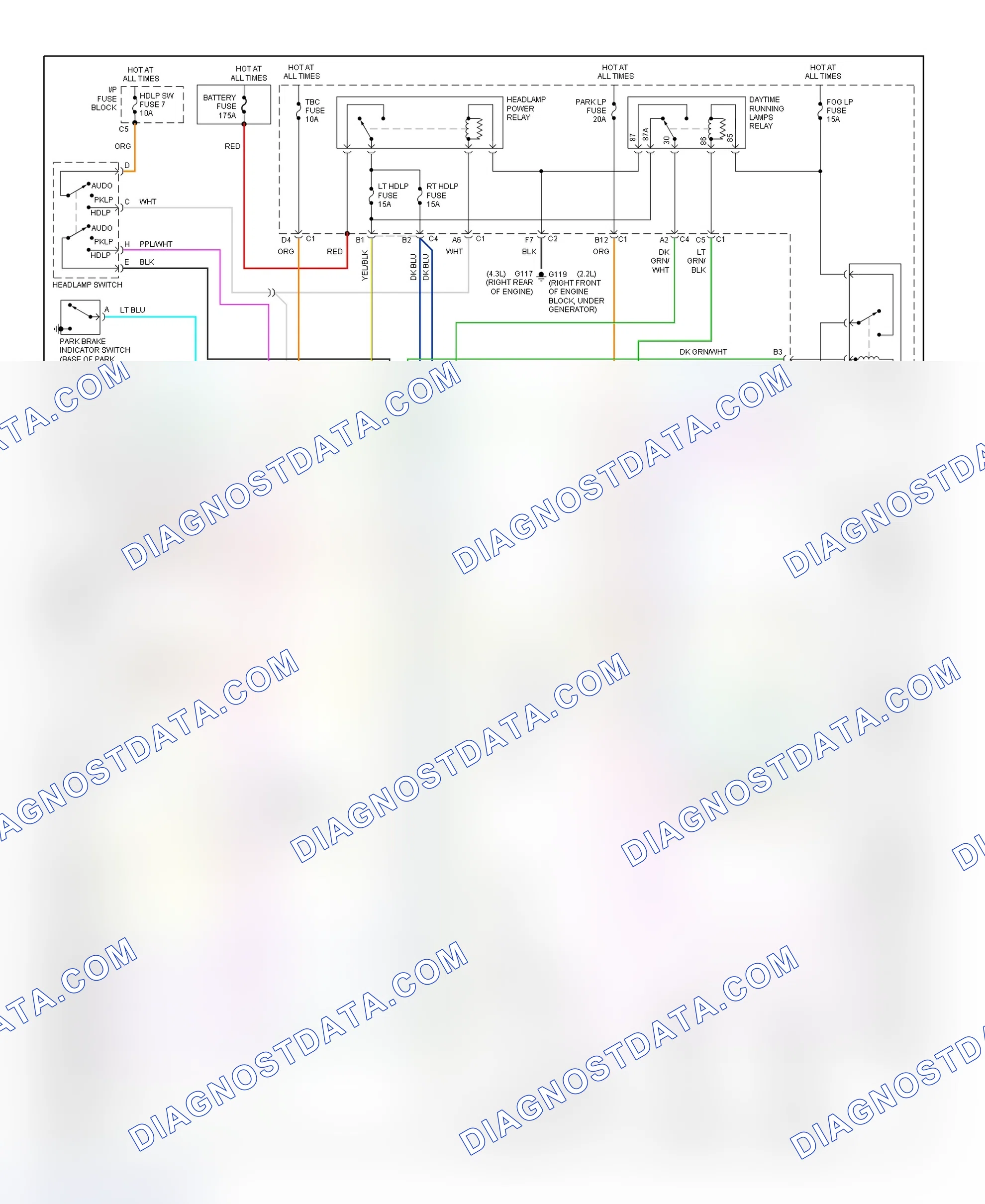 Scheme 6: Headlight Systems & Daytime Running Lights Wiring Diagram (Blazer, Jimmy, Sonoma & S10 Pickup - Without ZR2)