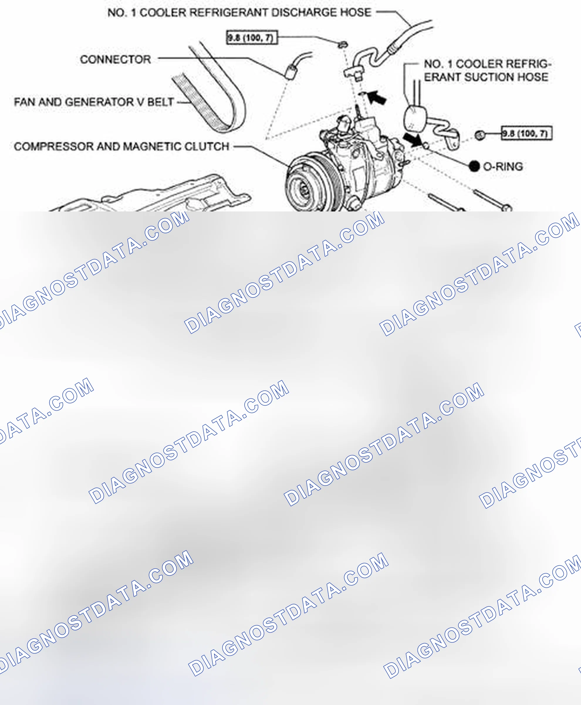 Scheme 164: Identifying Compressor And Magnetic Clutch Components With Torque Specifications