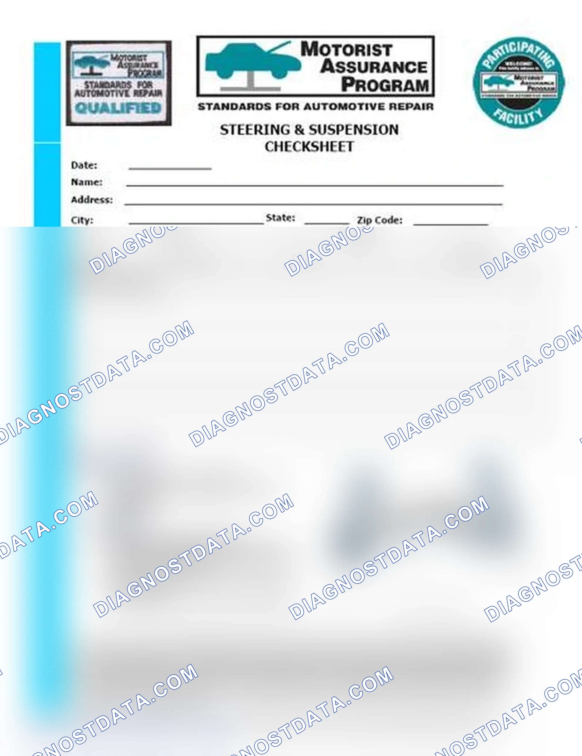 Scheme 11: Steering & Suspension Checksheet (1 Of 2)
