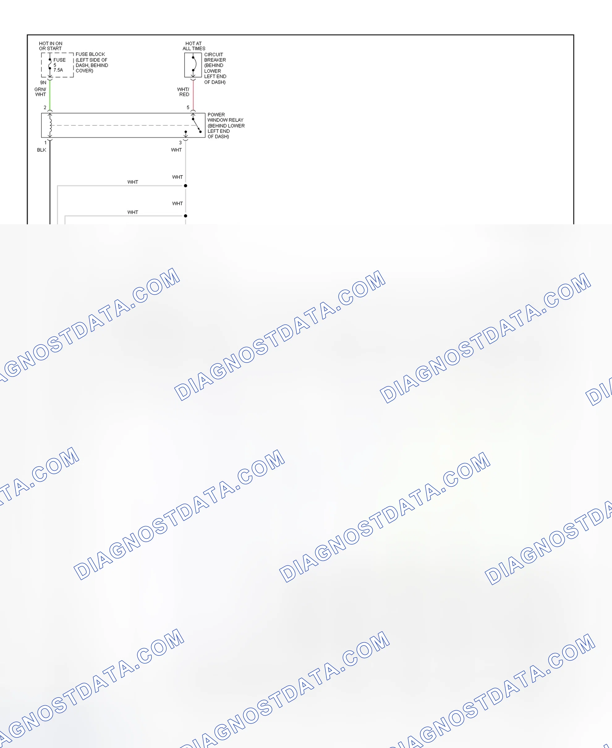 Fig. 3: Power Window System Wiring Diagram (Frontier With Crew Cab)