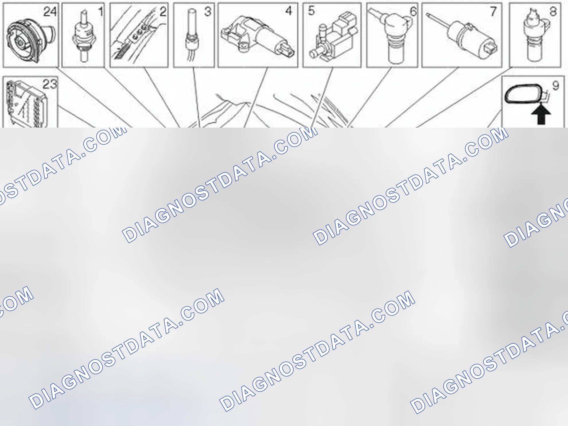 Scheme 141: Location of components, engine compartment