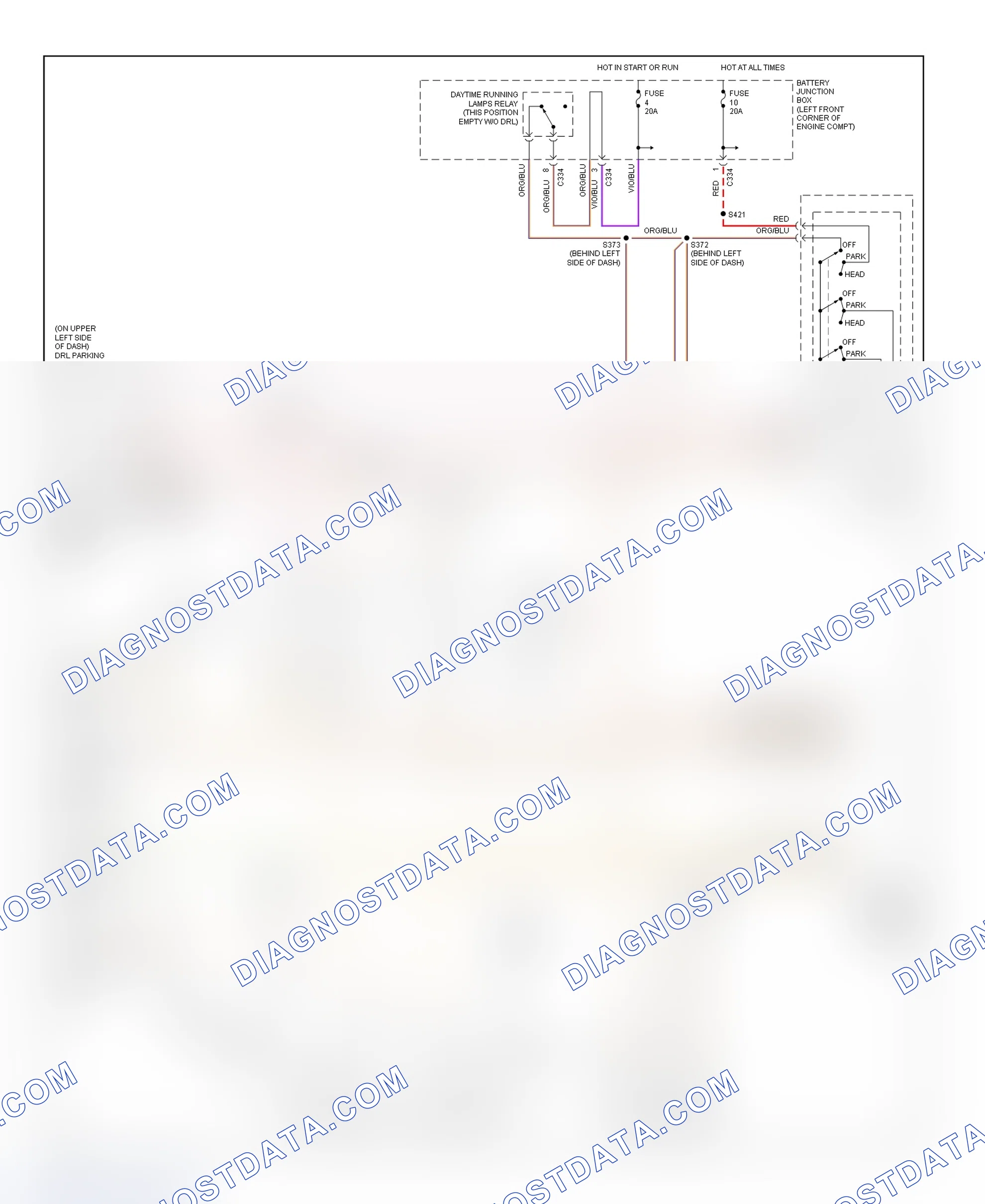 Scheme 23: Park & License Lights Wiring Diagram (Cougar - High Option Content With Auxiliary Warning)