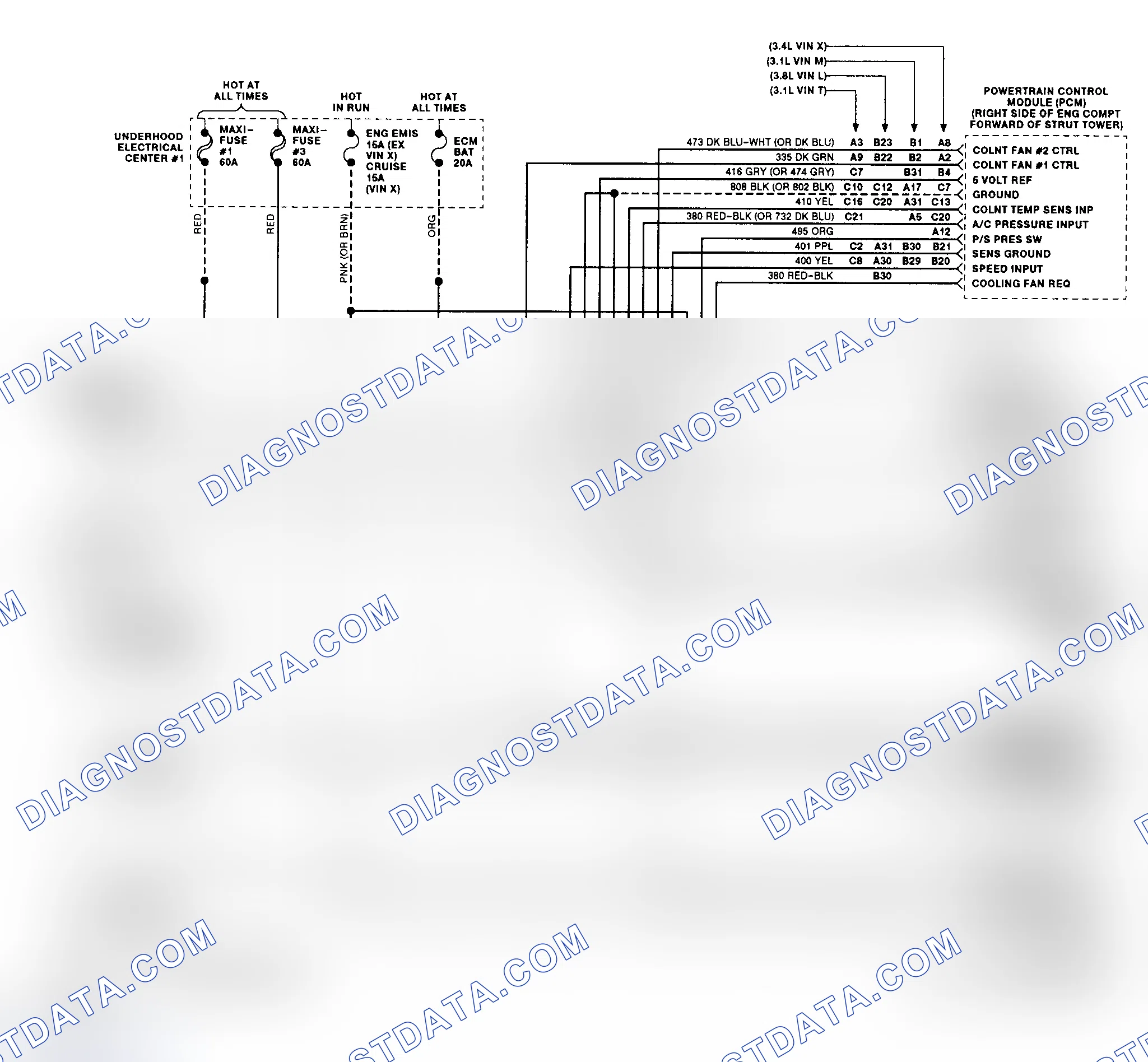 Scheme 12: Cooling Fan Circuit Wiring Diagram ("W" Body)