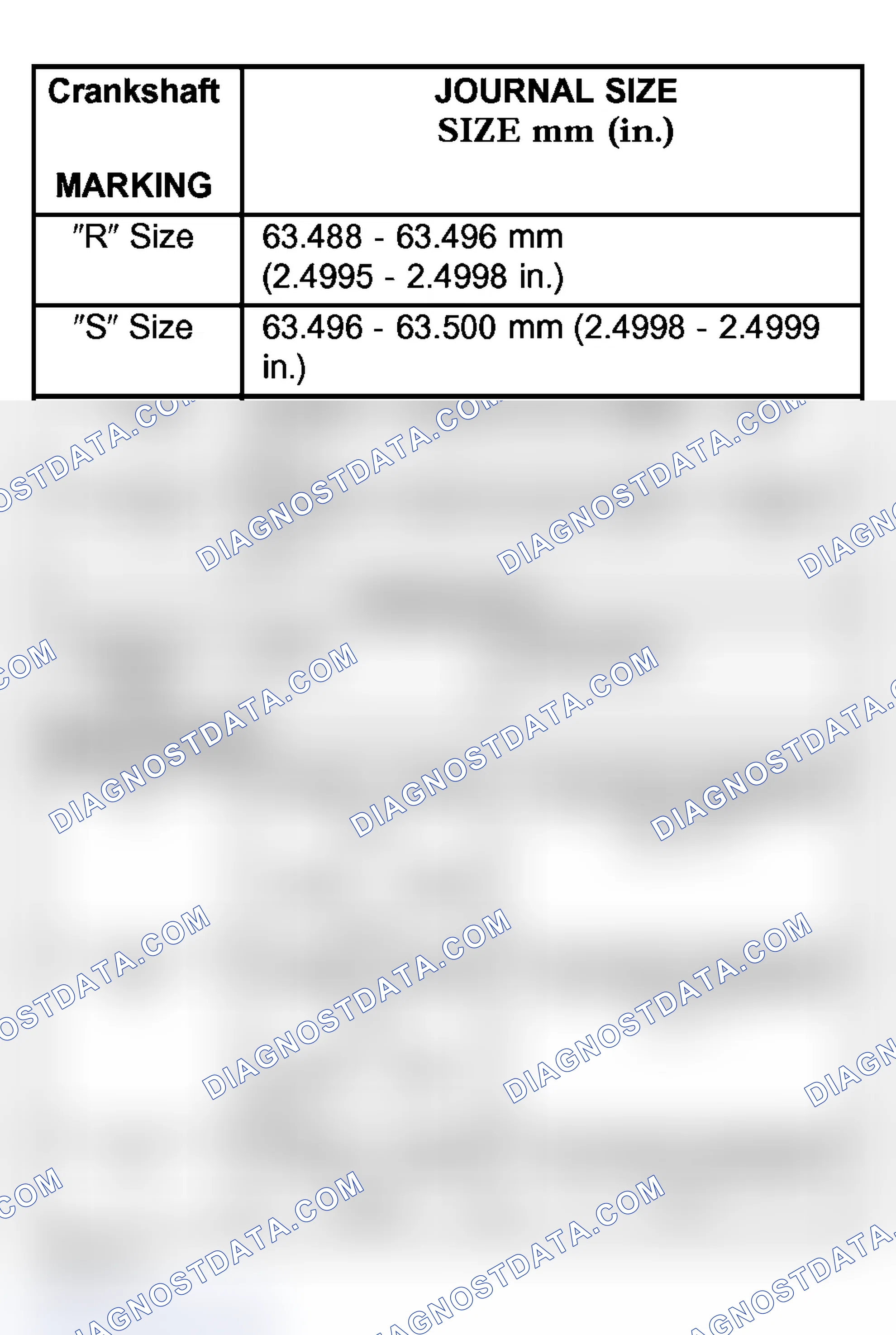 Scheme 230: CRANKSHAFT MAIN BEARING SELECTION