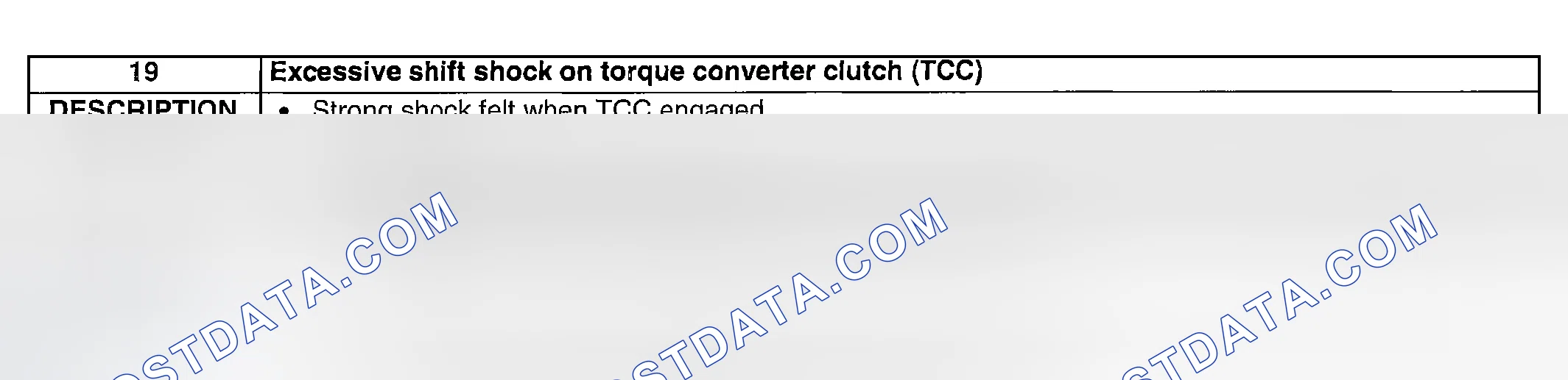 Scheme 138: NO. 19: EXCESSIVE SHIFT SHOCK ON TORQUE CONVERTER CLUTCH (TCC)