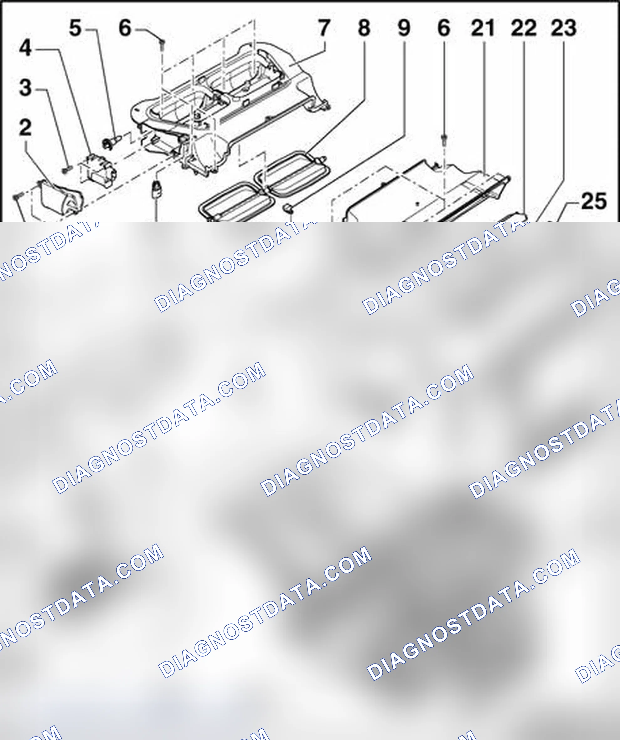 Scheme 184: Covers in plenum chamber, fresh-air blower and evaporator, removing and installing